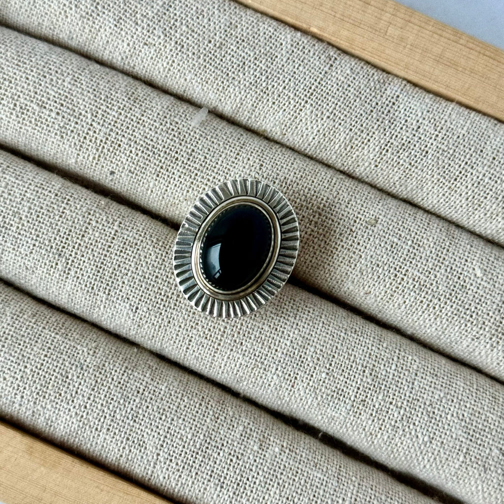 Ring | Sterling zilver & onyx | maat 18 image 1