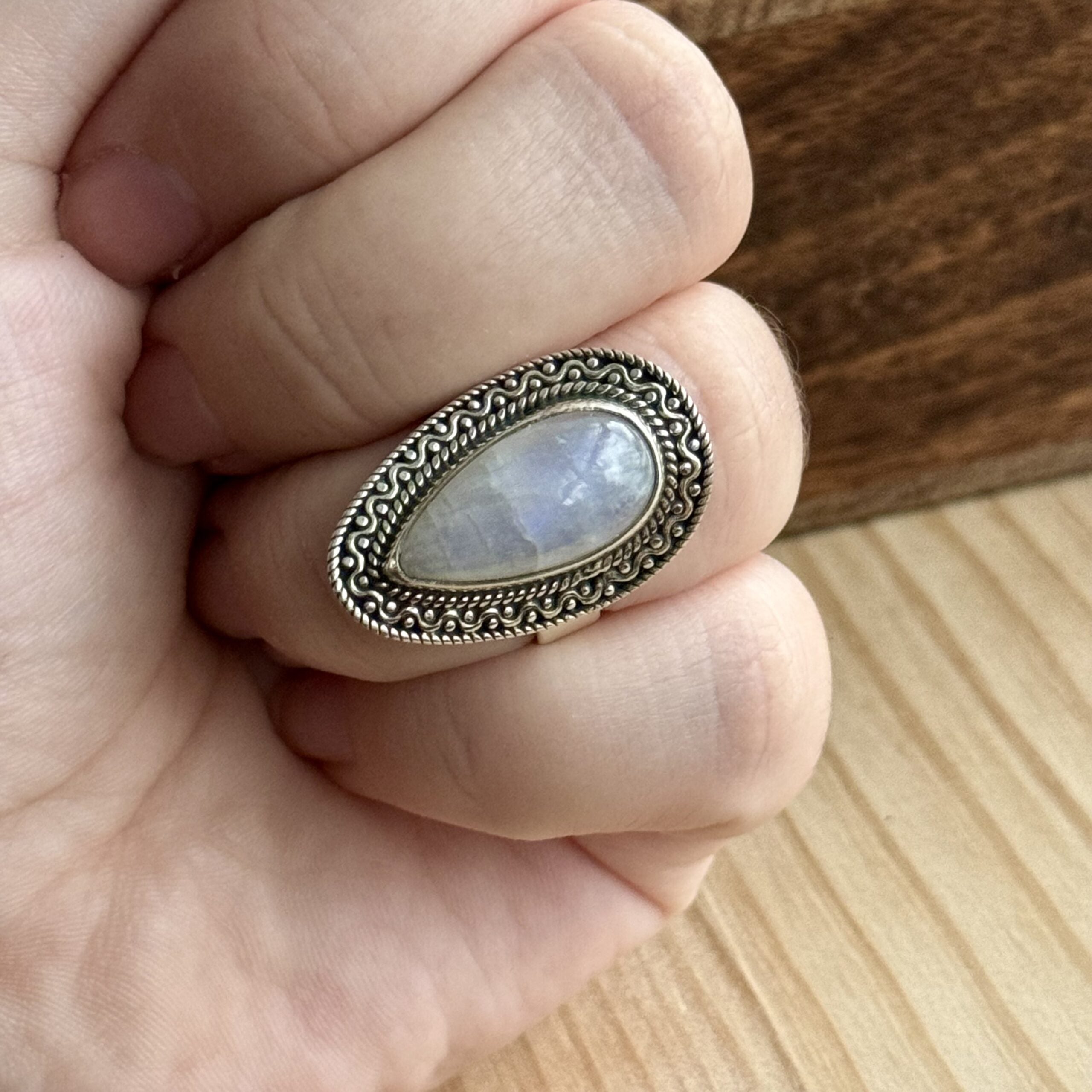 Ring | Sterling zilver & maansteen | maat 18,25 image 3