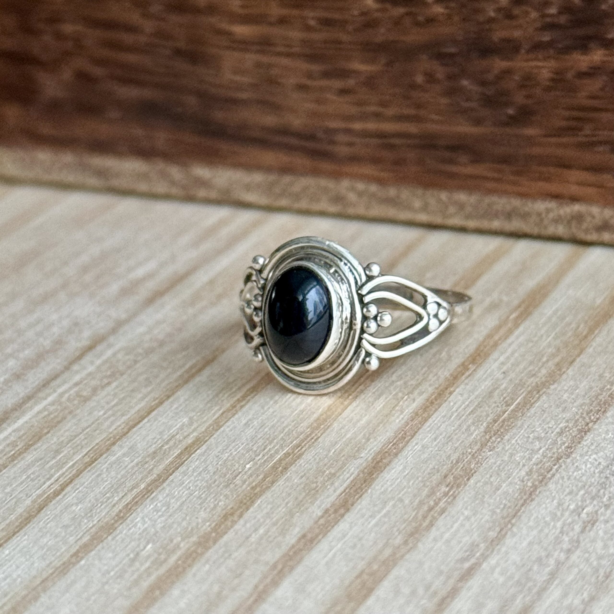 Ring | Sterling zilver & onyx | maat 17 image 2