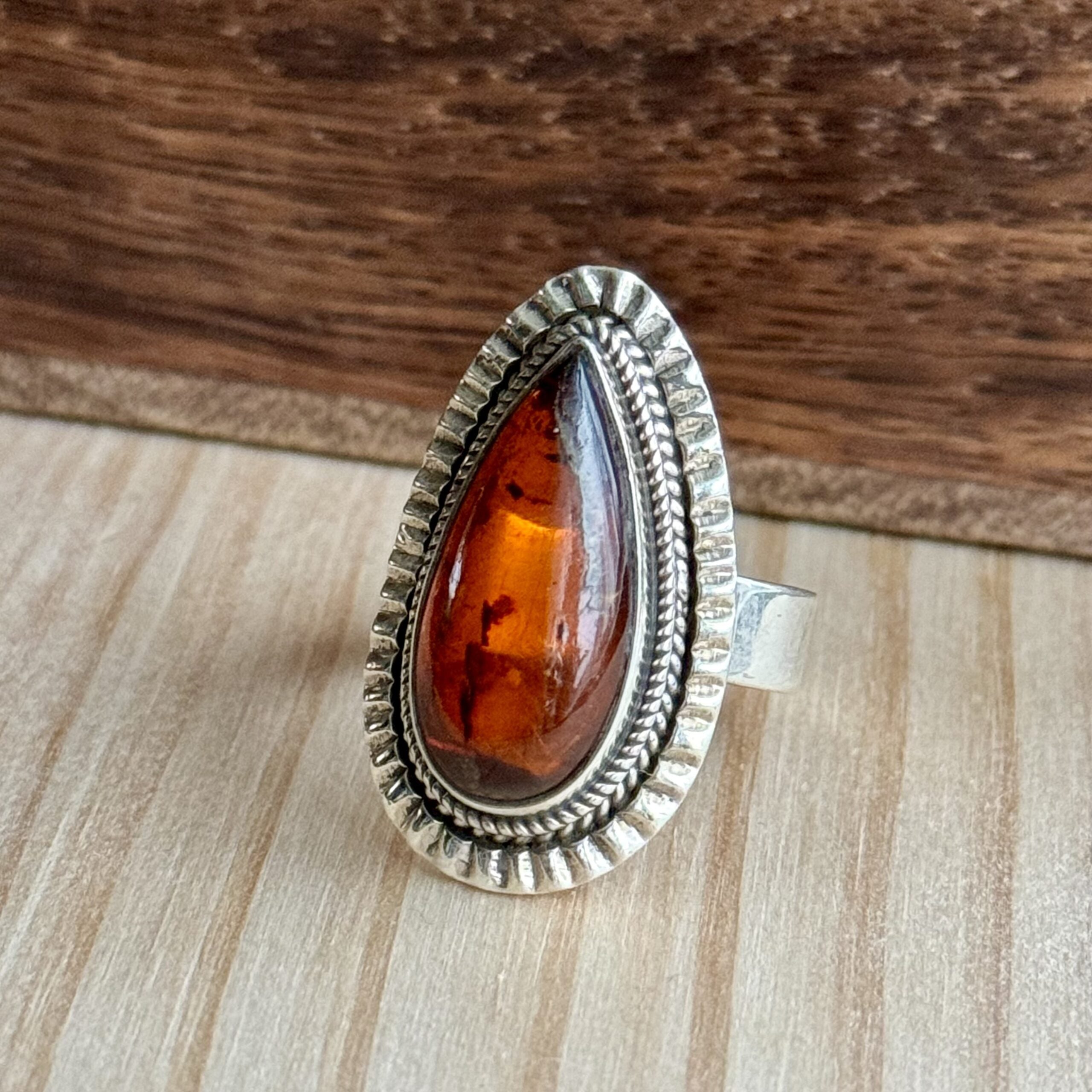 Ring | Sterling zilver & amber | maat 18,75 image 0