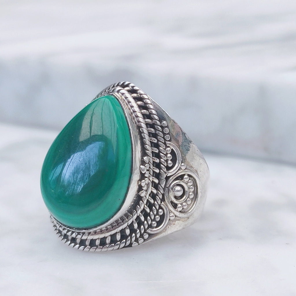 Ring | Sterling zilver & malachiet | maat 17,5 image 3
