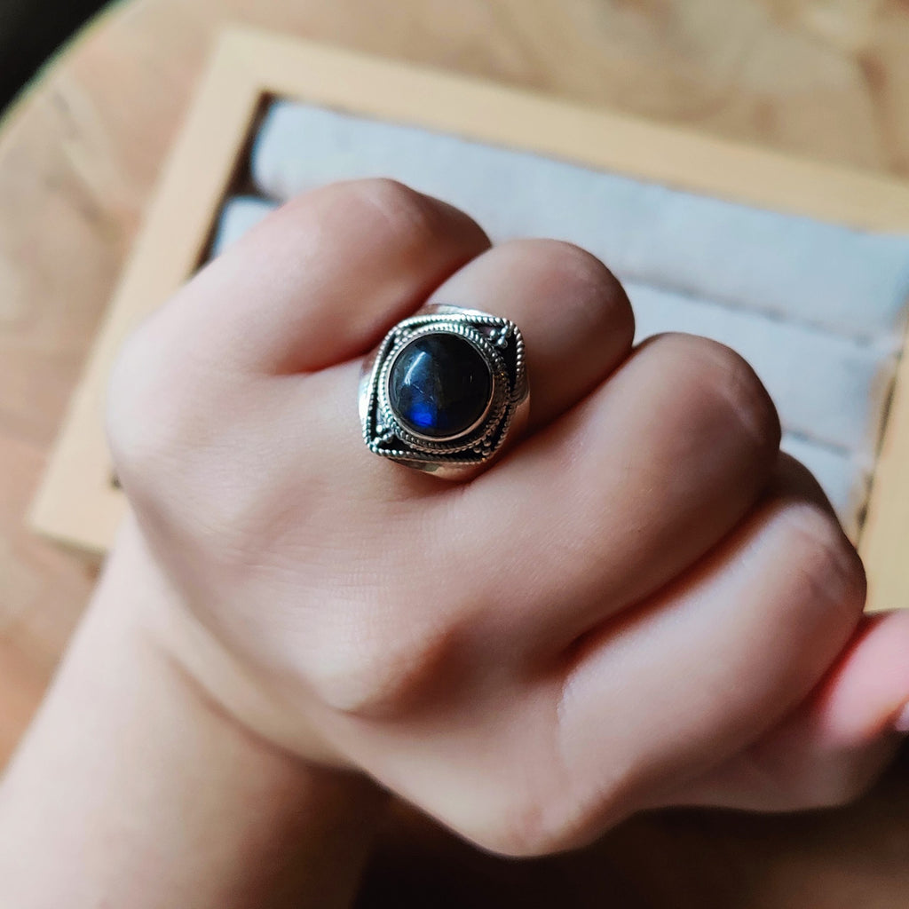 Ring | Sterling zilver & labradoriet | maat 18,5 image 1