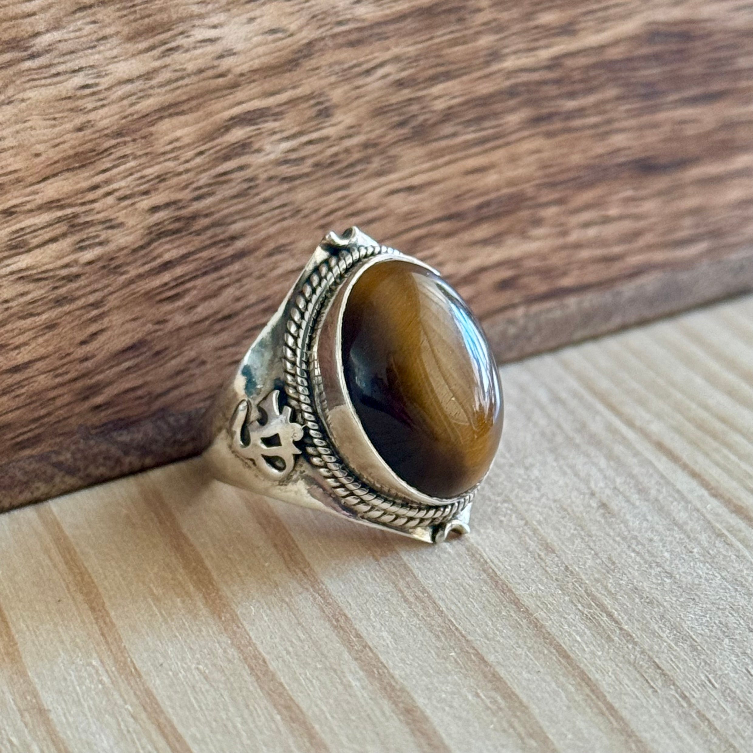 Ring | Sterling zilver & tijgeroog | maat 18,5 image 0