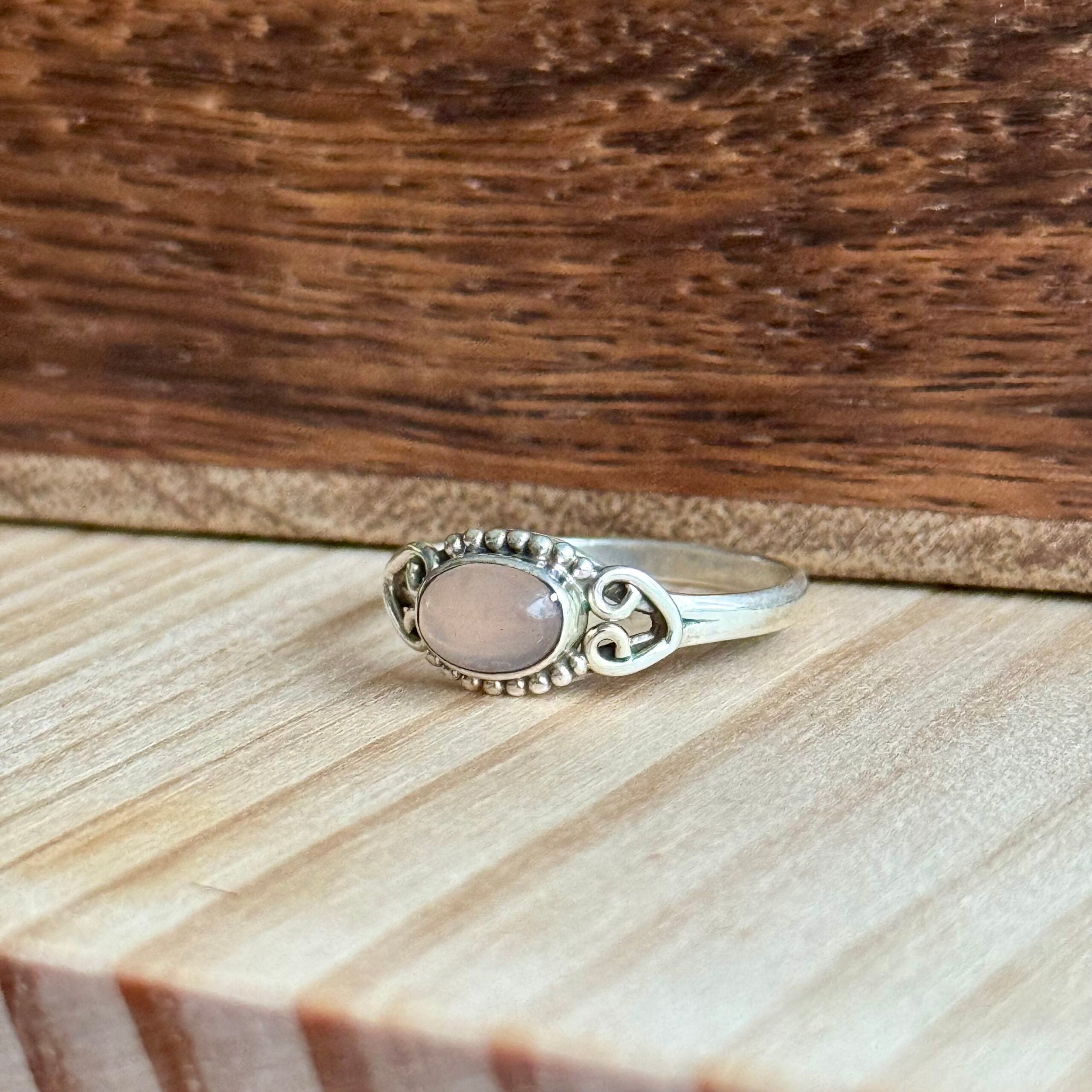 Ring | Sterling zilver & rozenkwarts | maat 18,25 image 2