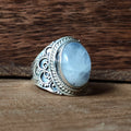 Ring | Sterling zilver & regenboog maansteen | maat 17 image 0