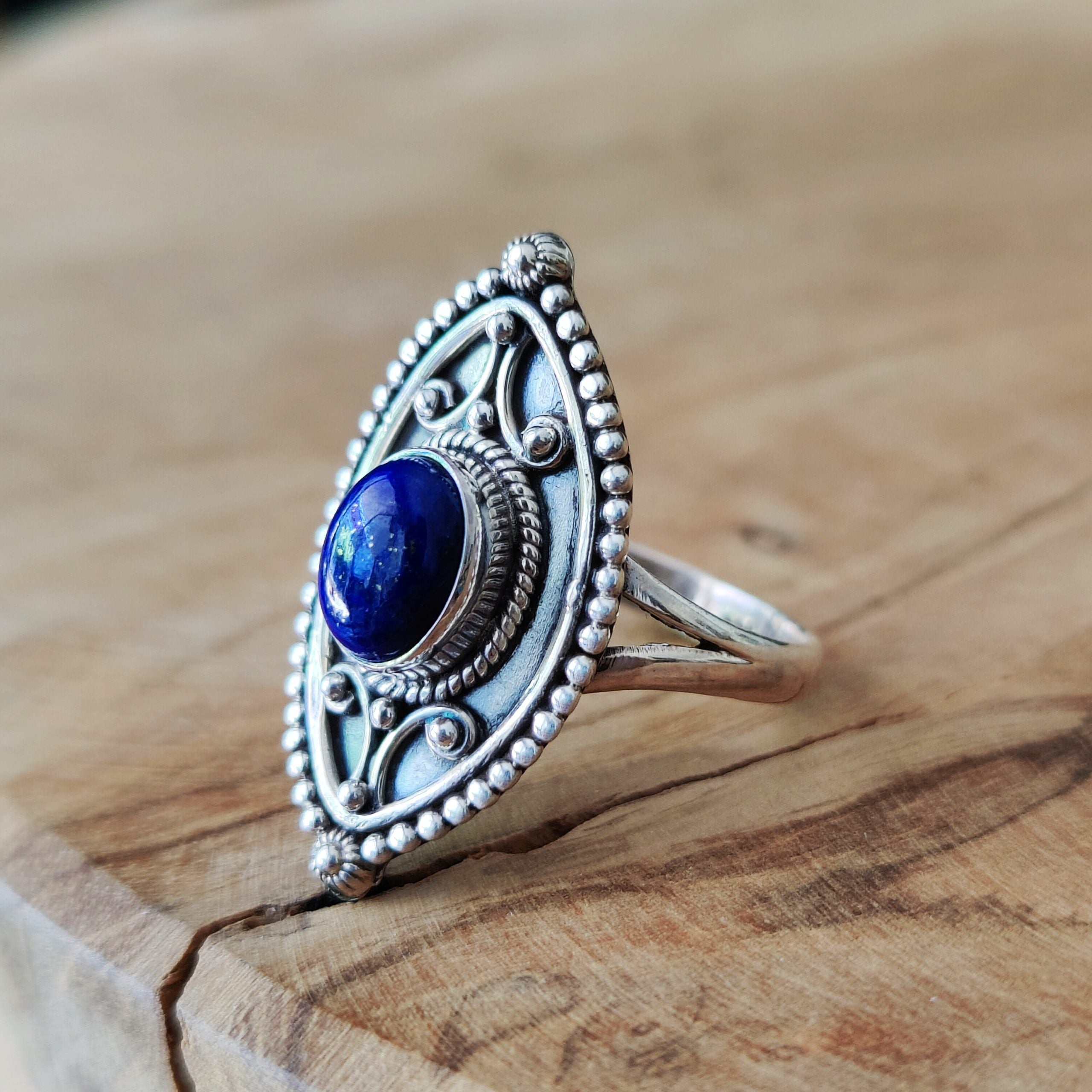 Ring | Sterling zilver & lapis lazuli | maat 18 image 3