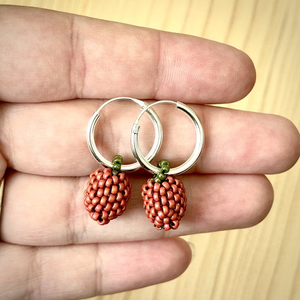 Oorbellen Framboos | Sterling zilver & Handbeaded | BY AIS image 1