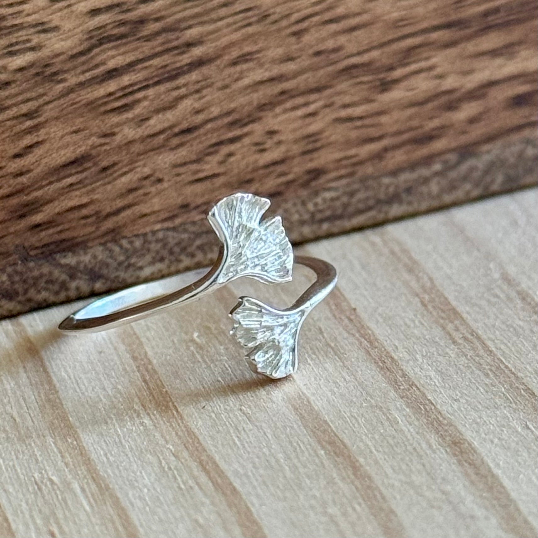 Ring Ginkgo | Sterling zilver | verstelbaar image 1