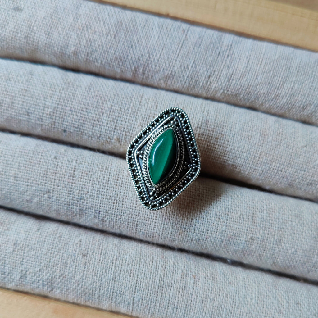 Ring | Sterling zilver & malachiet | maat 18,5 image 2