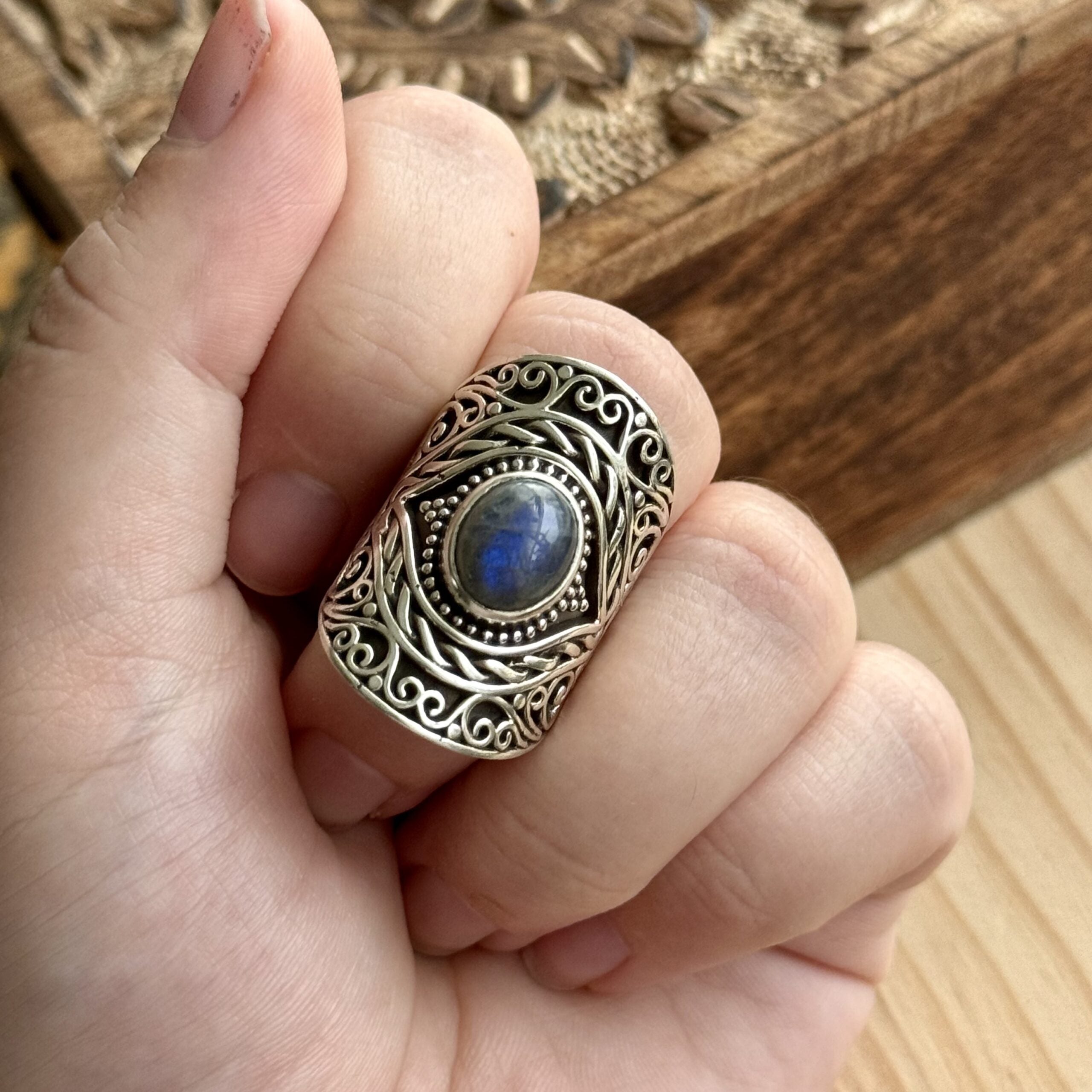 Ring | Sterling zilver & labradoriet | maat 17,5 image 3