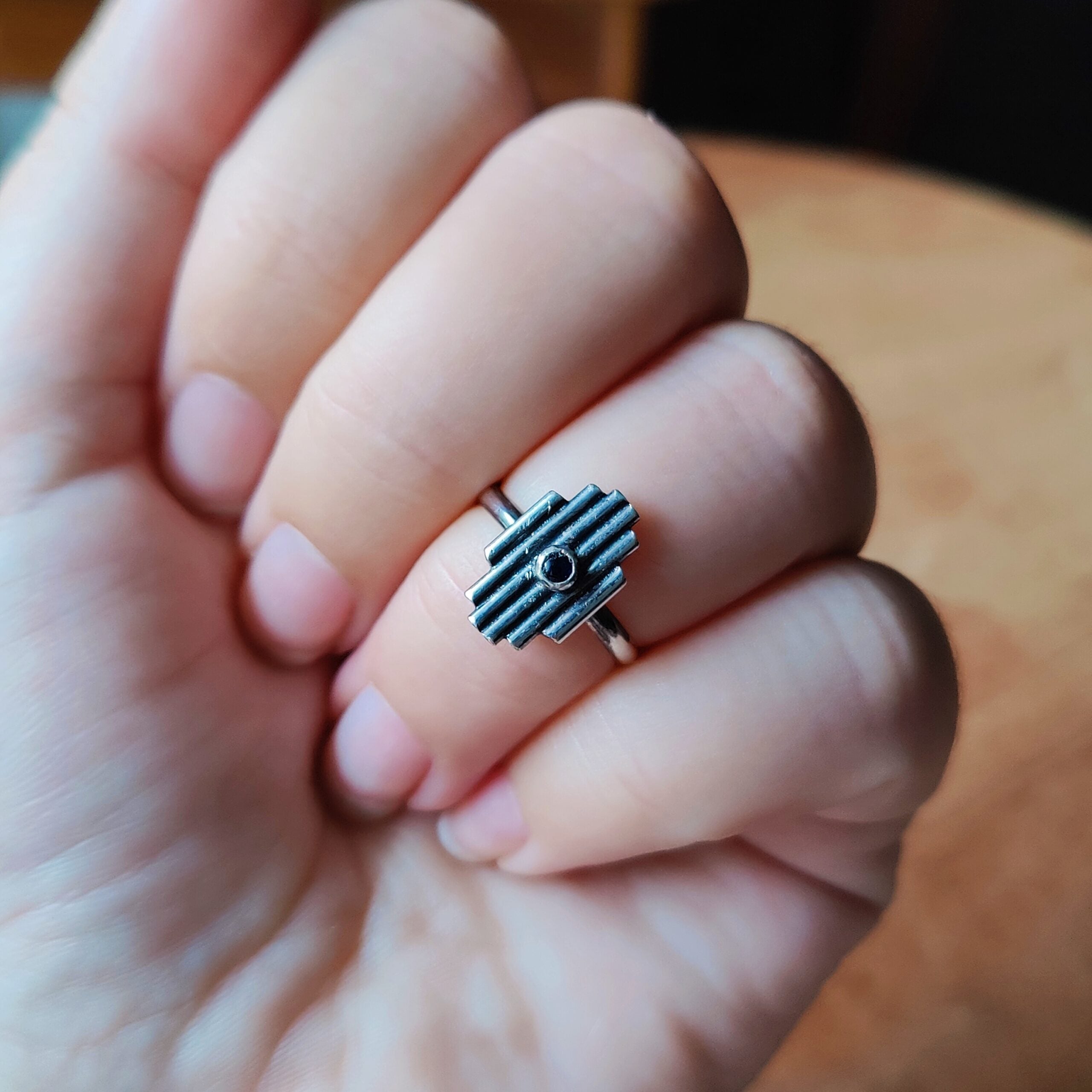 Ring | Sterling zilver & saffier | maat 16 | BY AIS image 1