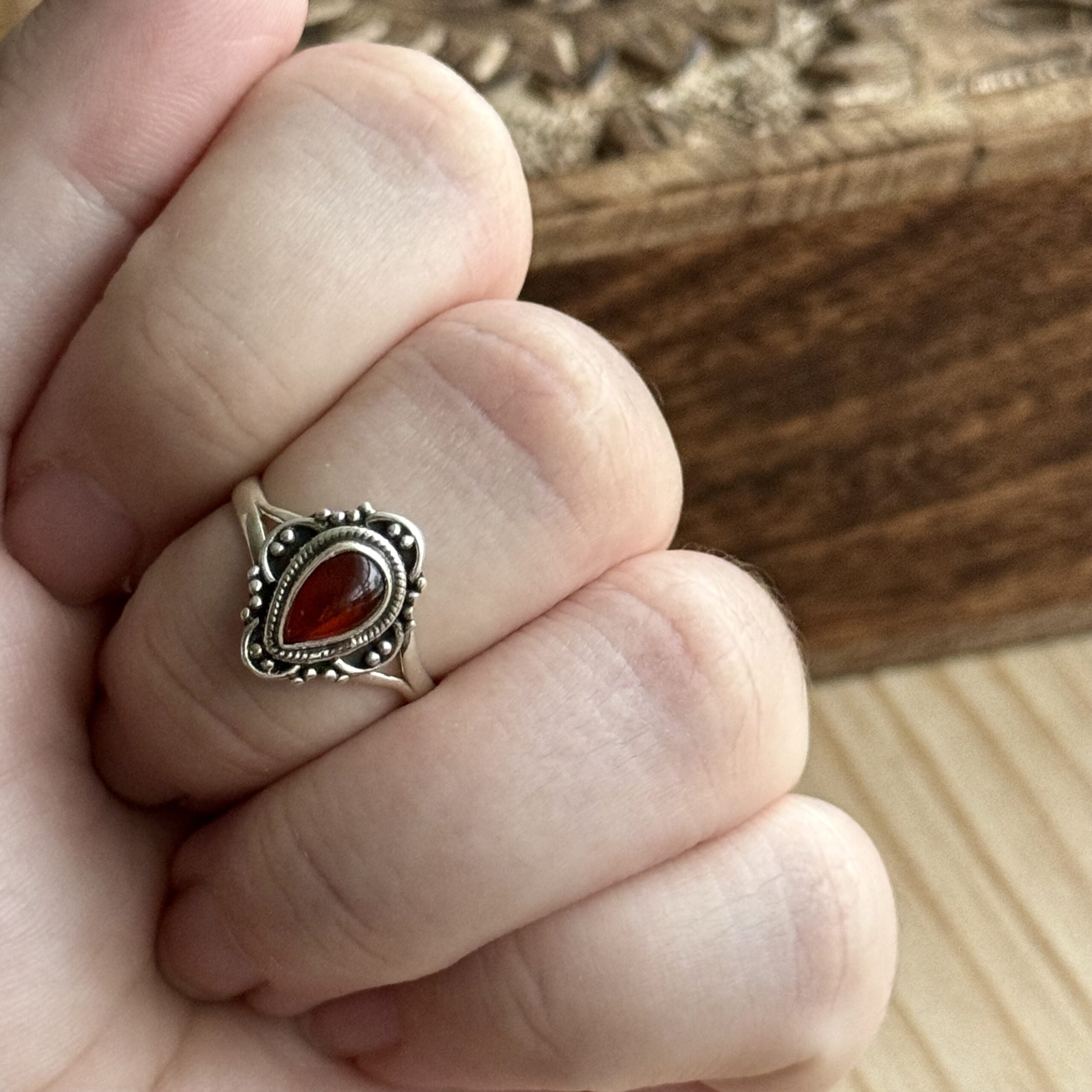 Ring | Sterling zilver & amber | maat 18 image 3