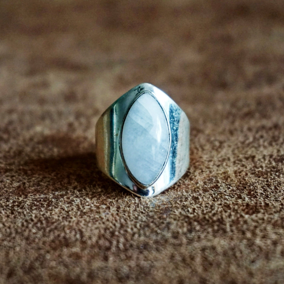 Ring | Sterling zilver & maansteen | maat 18 image 1