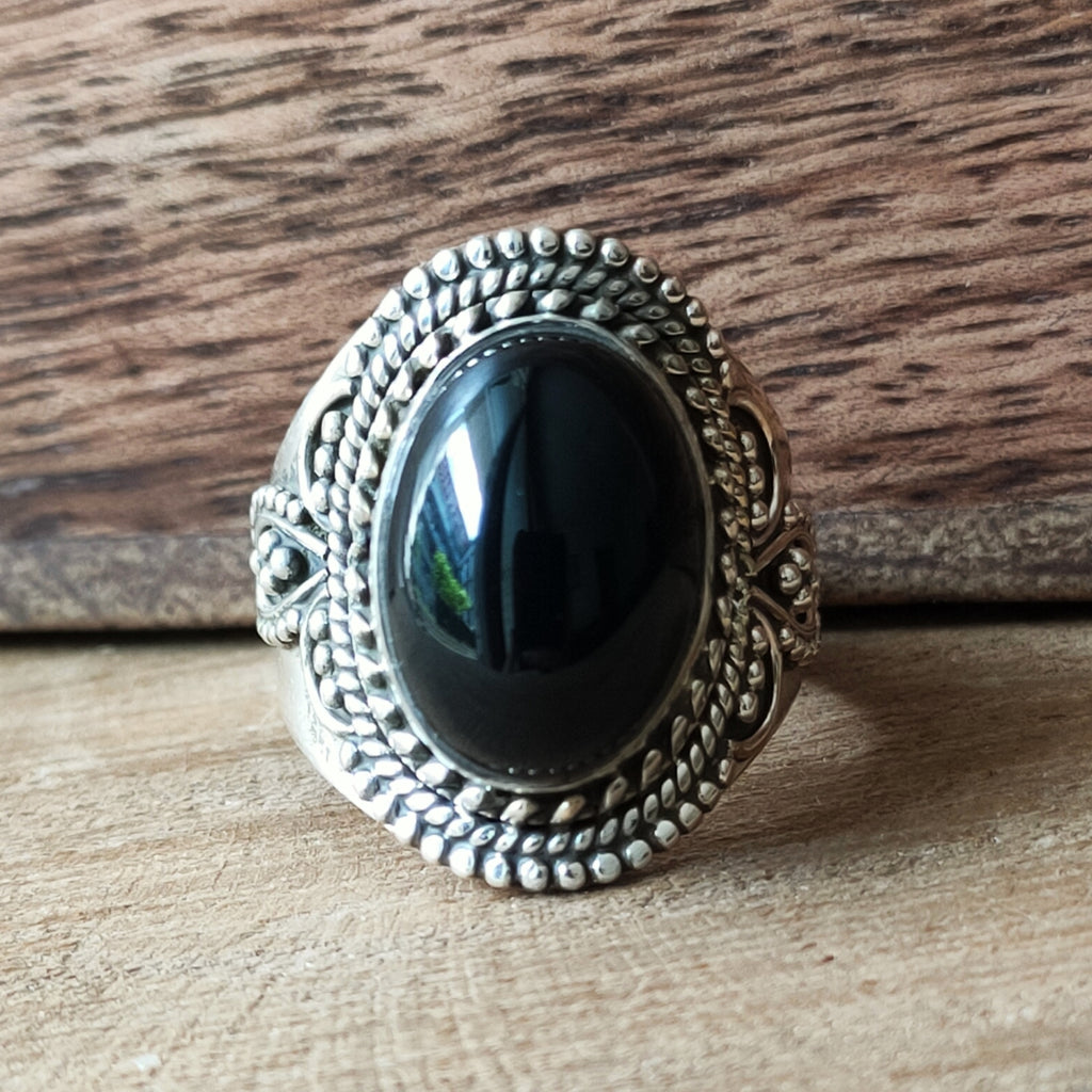 Ring | Sterling zilver & onyx | maat 16,75 image 1
