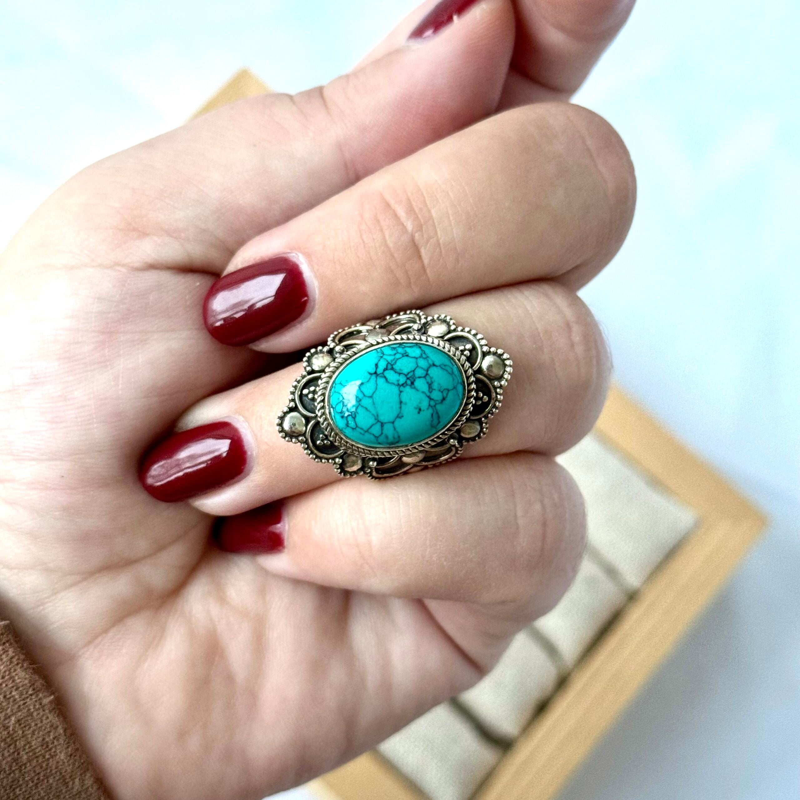 Ring | Sterling zilver & turkoois | maat 17 image 2