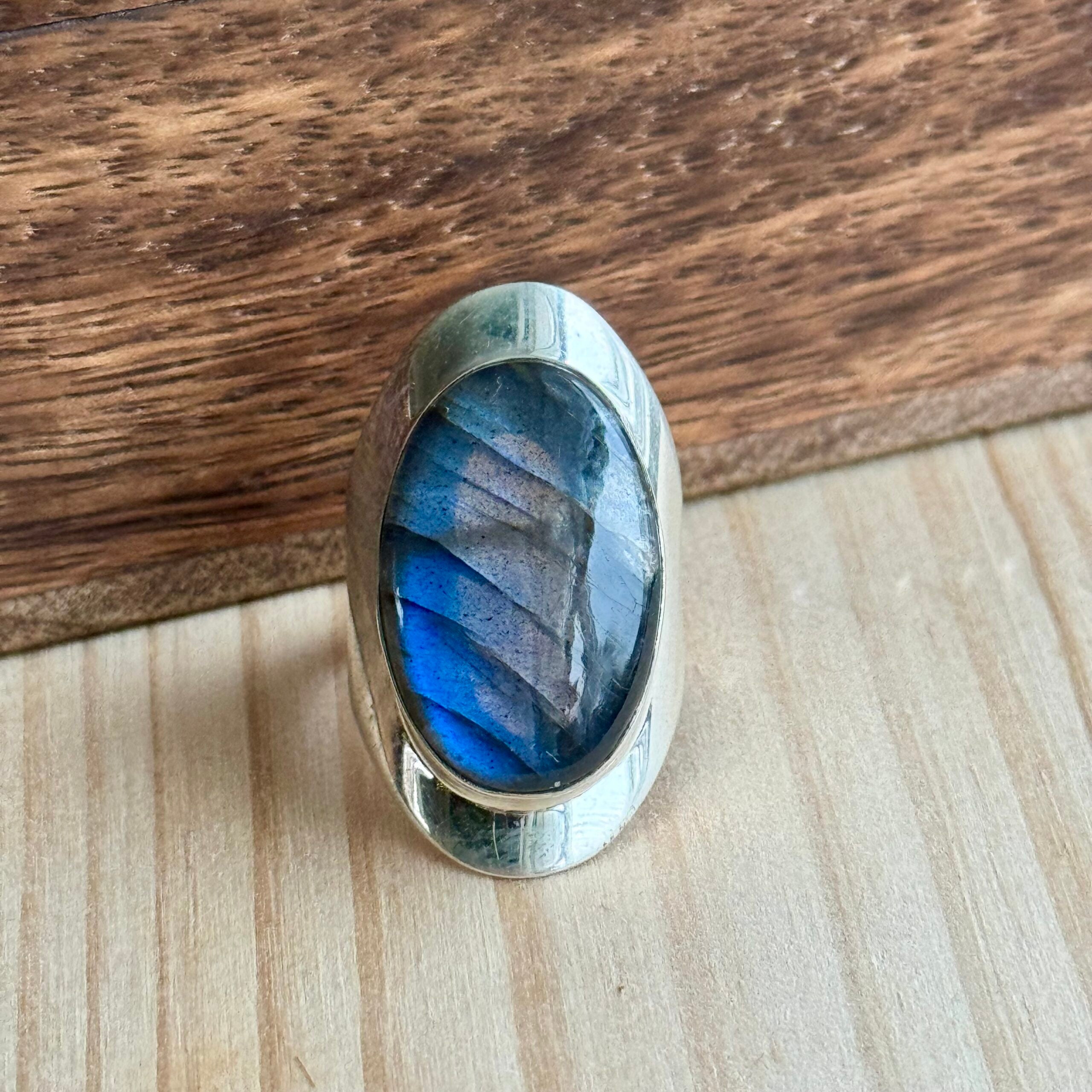 Ring | Sterling zilver & labradoriet | maat 17,5 image 1