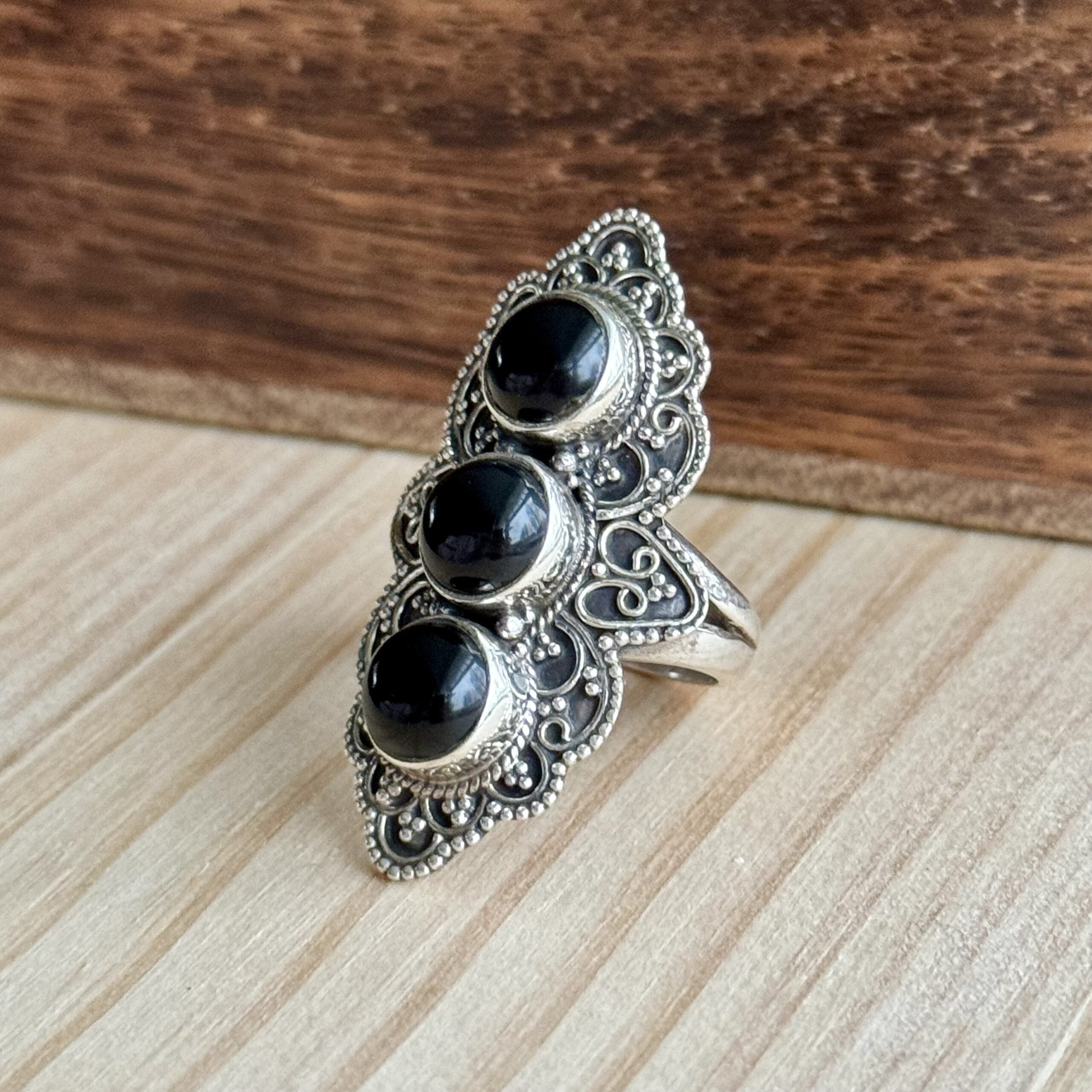 Ring | Sterling zilver & onyx | maat 17,25 image 2