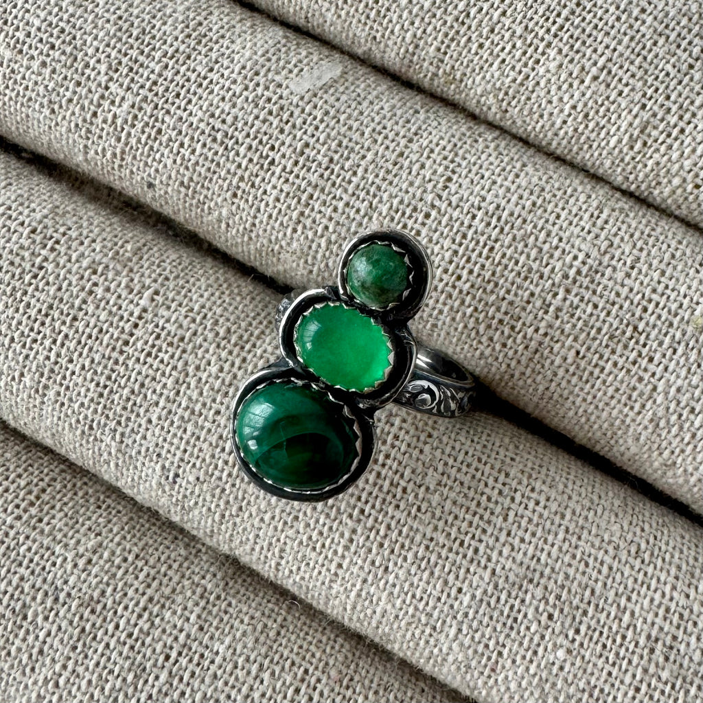 Ring Stacked greens | Sterling zilver & edelstenen | maat 16,75 | BY AIS image 2