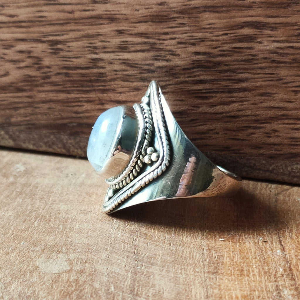 Ring Agni | Sterling zilver & regenboog maansteen | maat 16,5 image 3