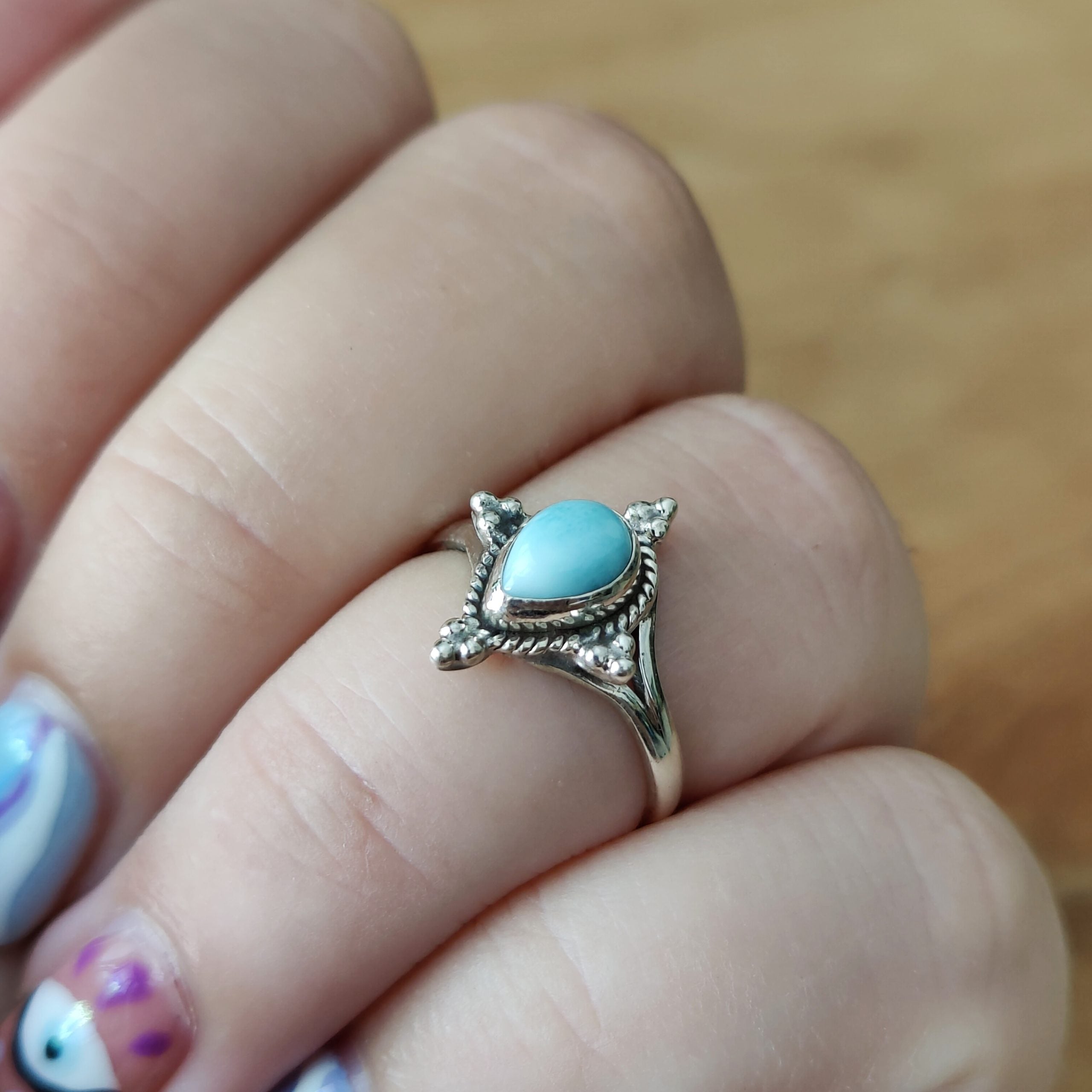 Ring | Sterling zilver & larimar | maat 17 image 3