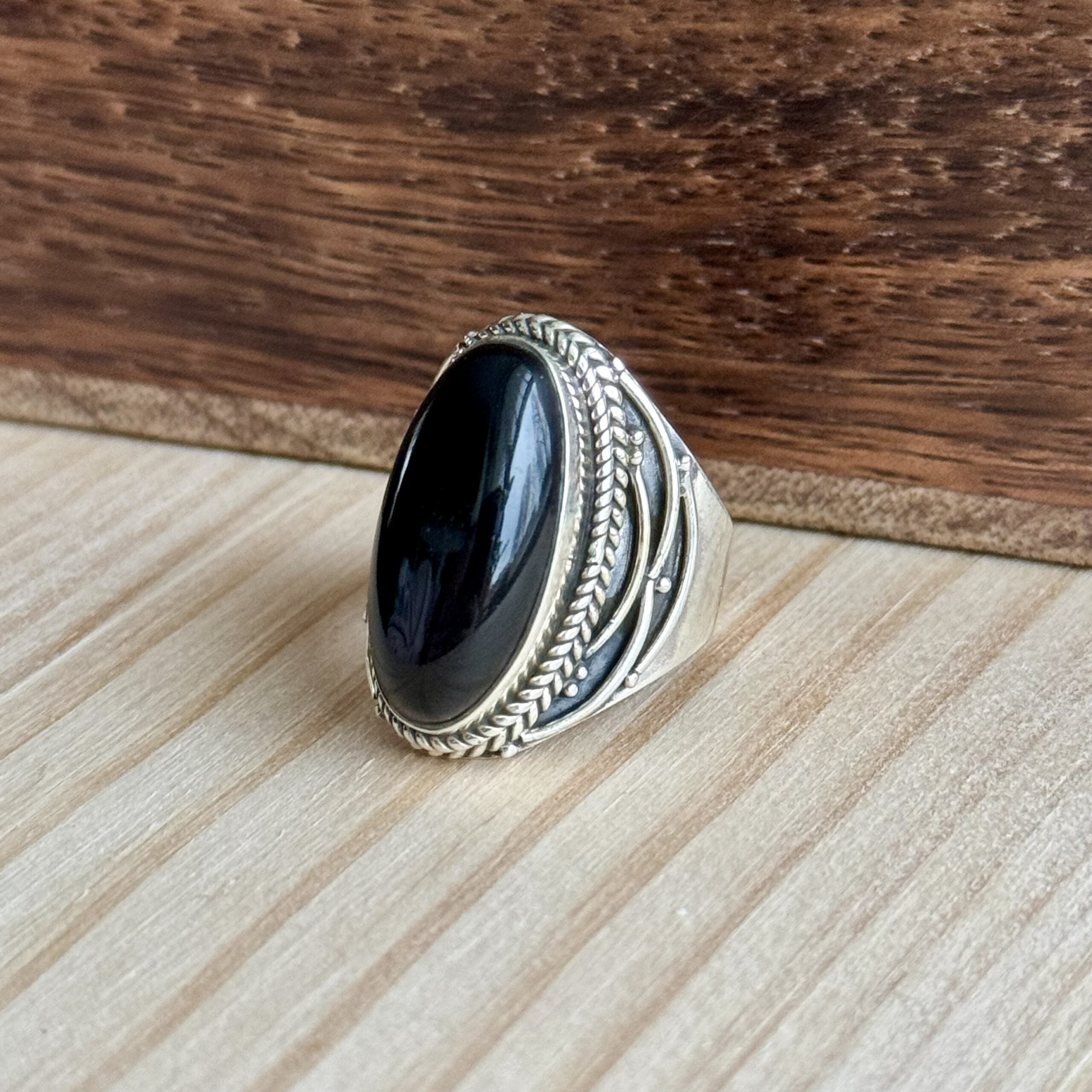 Ring | Sterling zilver & onyx | maat 16,75 image 3