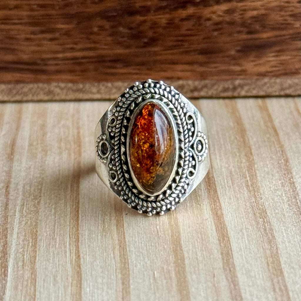 Ring | Sterling zilver & amber | maat 17,75 image 1