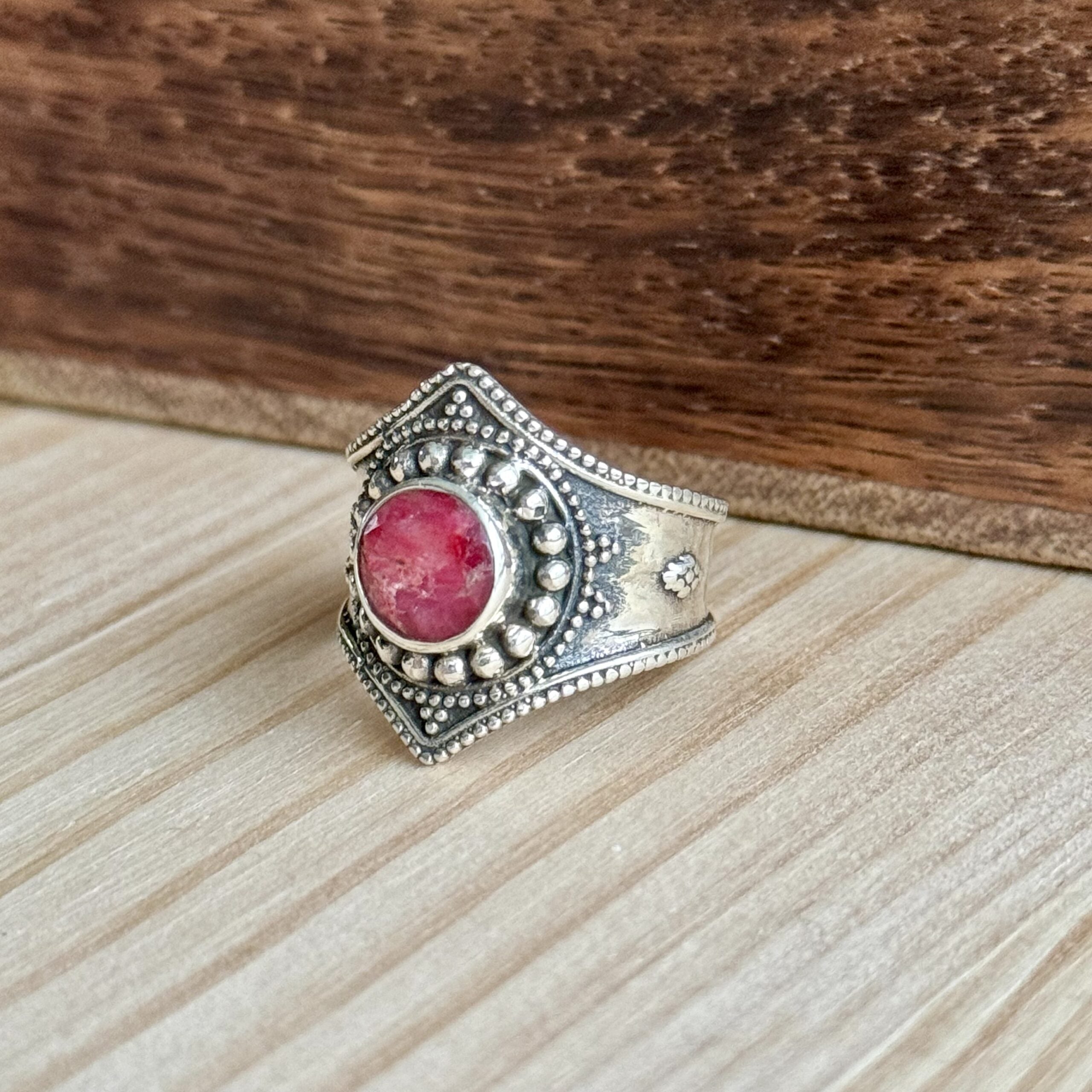 Ring | Sterling zilver & robijn | maat 19 image 2