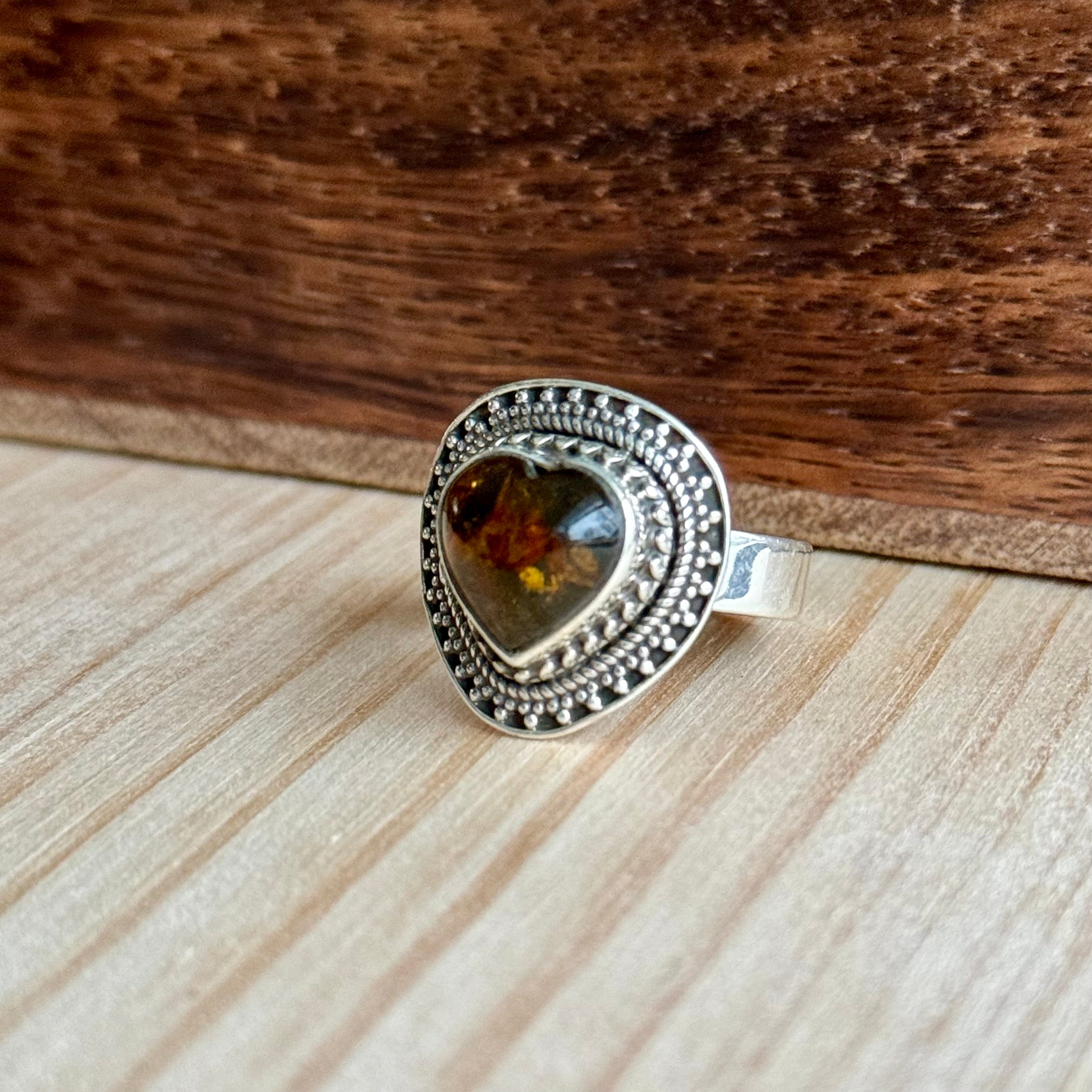 Ring | Sterling zilver & amber | maat 18,5 image 1