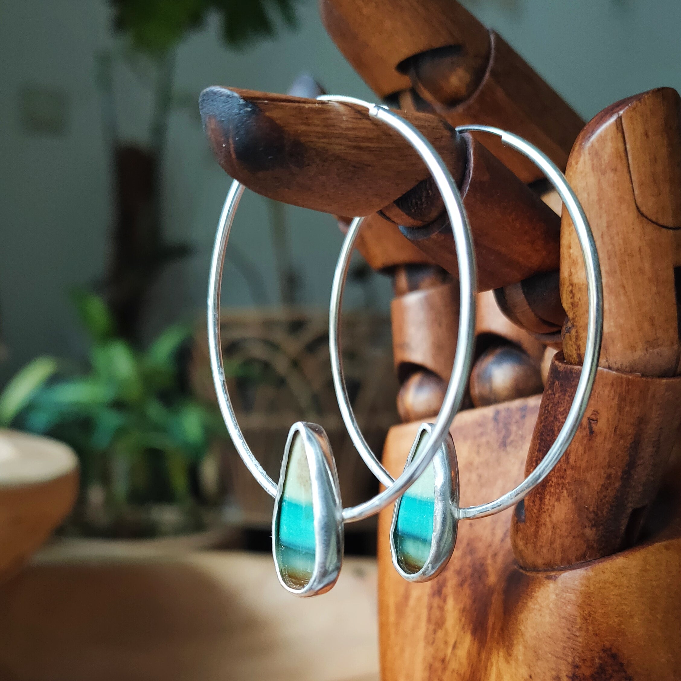 Hoops | Sterling zilver & opalized wood | BY AIS image 0