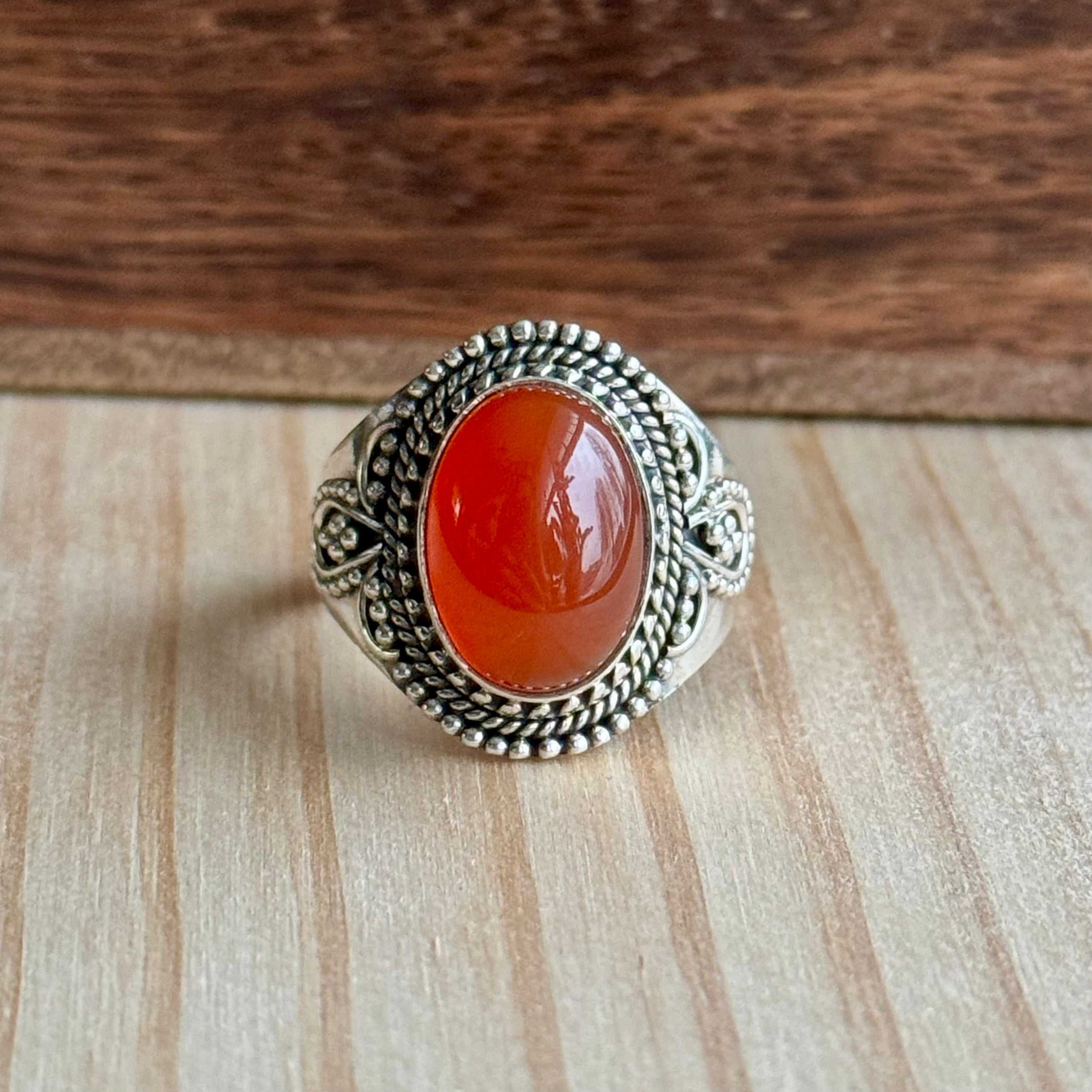 Ring | Sterling zilver & carneool | maat 19 image 1