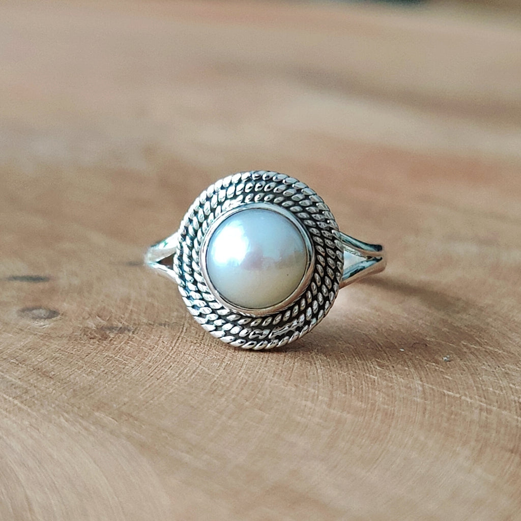 Ring | Sterling zilver & parel | maat 17 image 0
