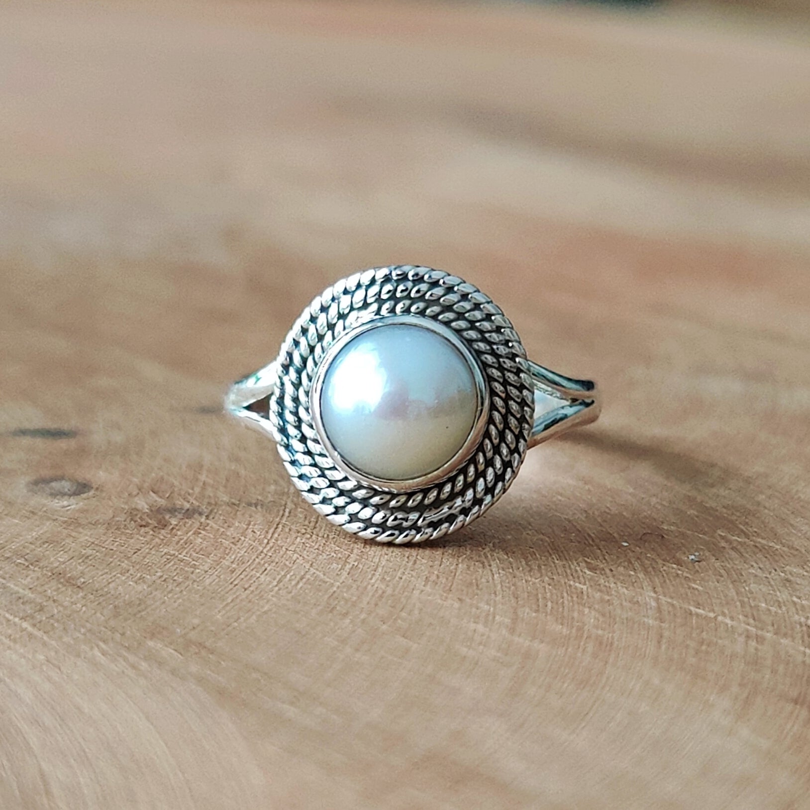 Ring | Sterling zilver & parel | maat 17 image 0