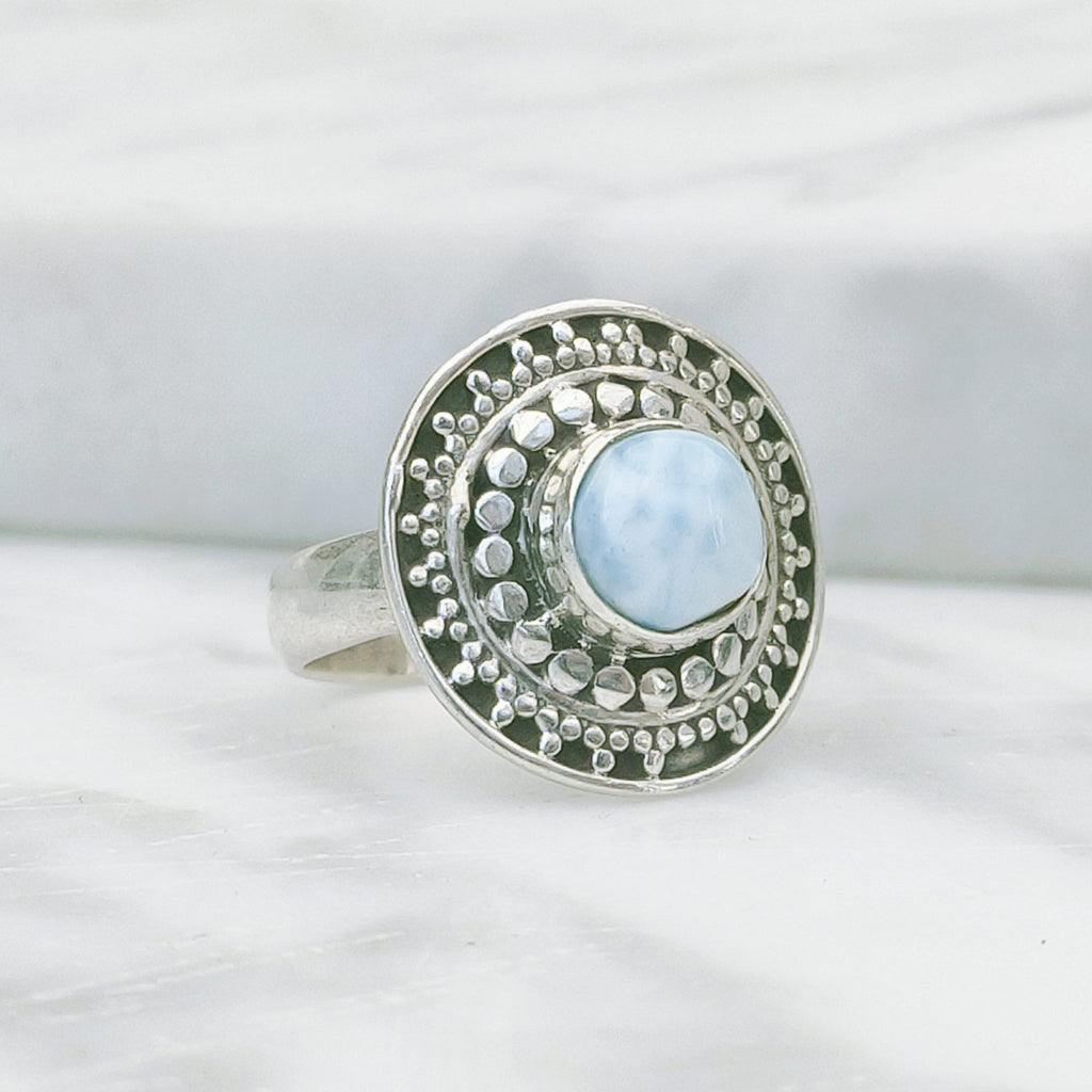 Ring | Sterling zilver & larimar | maat 15,5 image 0