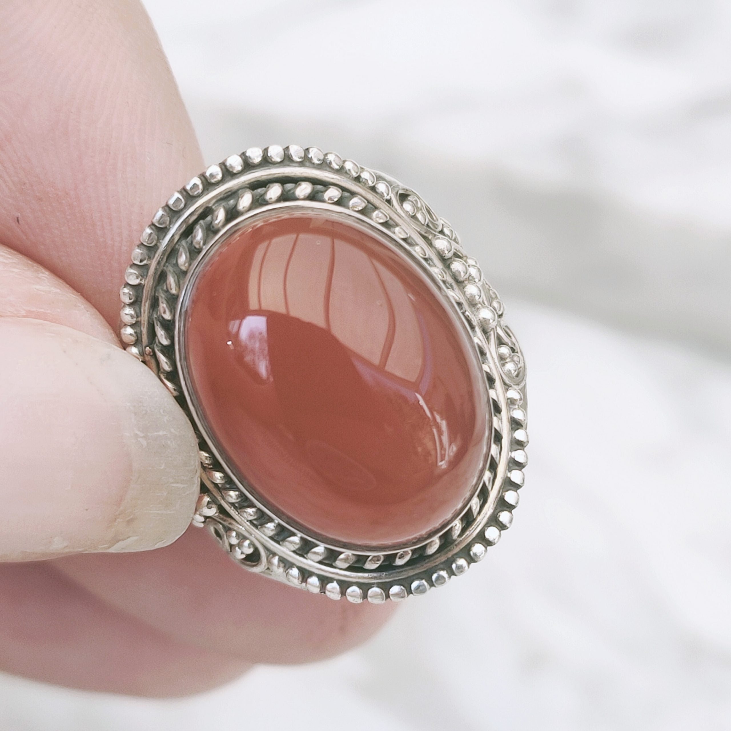 Ring | Sterling zilver & carneool | maat 17,5 image 1