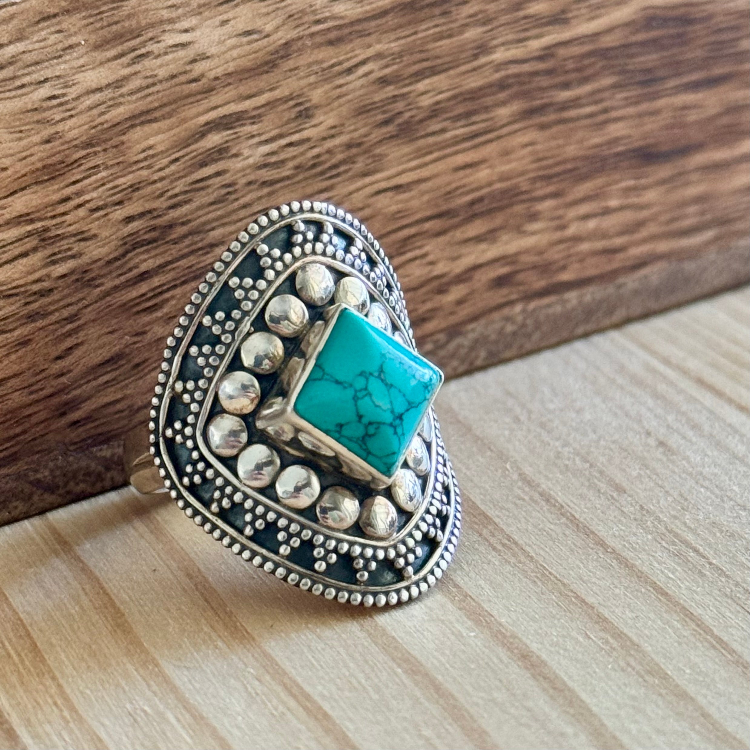 Ring | Sterling zilver & turkoois | maat 18,25 image 0