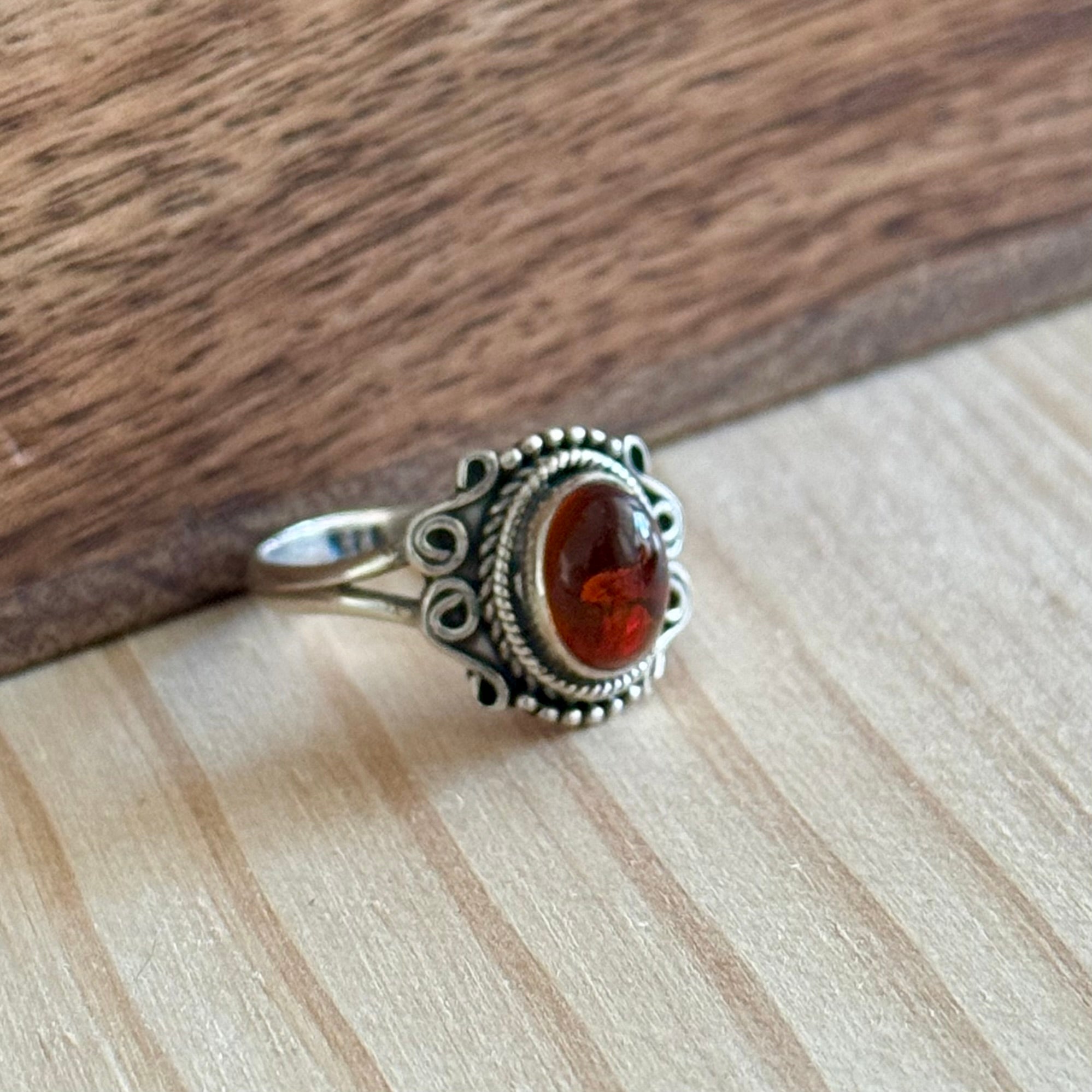 Ring | Sterling zilver & barnsteen | maat 17,5 image 1