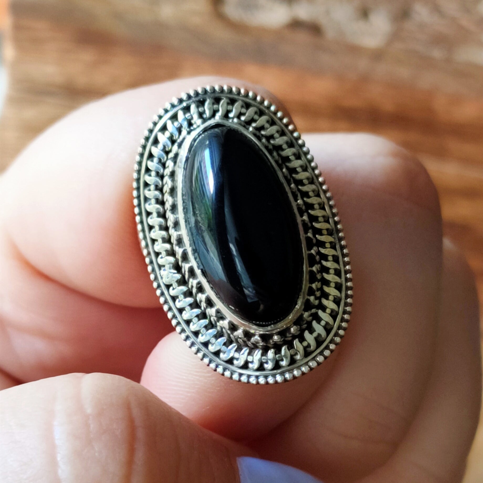 Ring | Sterling zilver & onyx | maat 17,5 image 0
