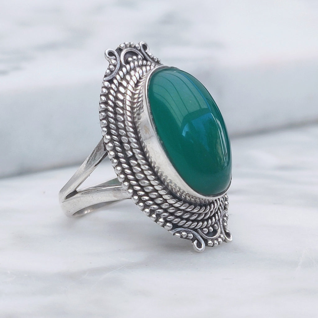 Ring | Sterling zilver & jade | maat 17,25 image 3