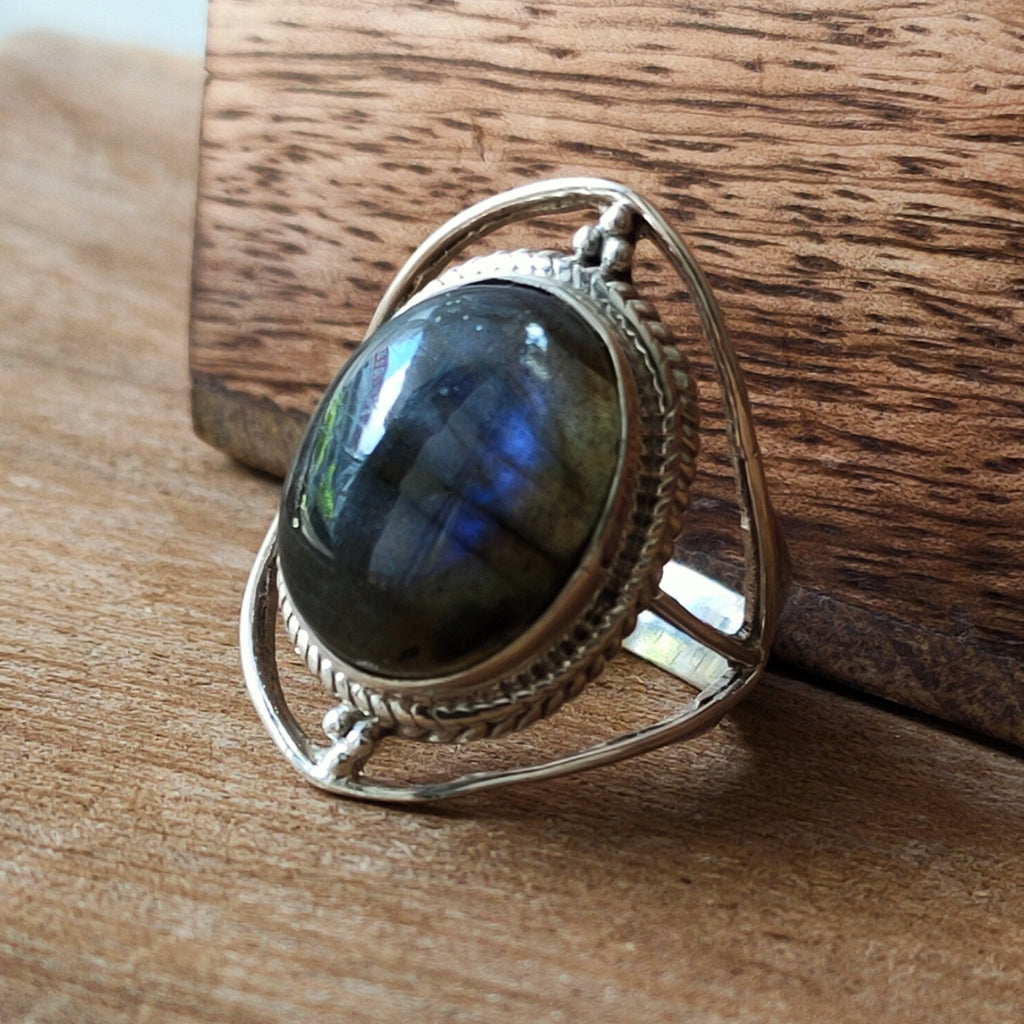 Ring Sundar | Sterling zilver & labradoriet | maat 18,25 image 1
