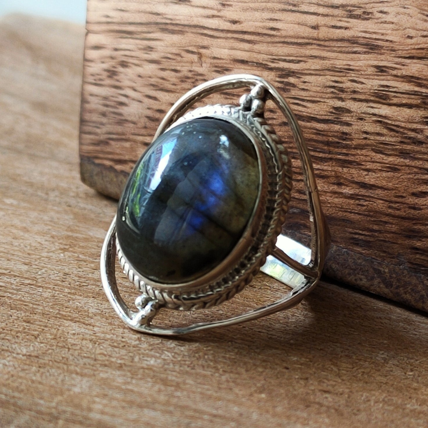 Ring Sundar | Sterling zilver & labradoriet | maat 18,25 image 1