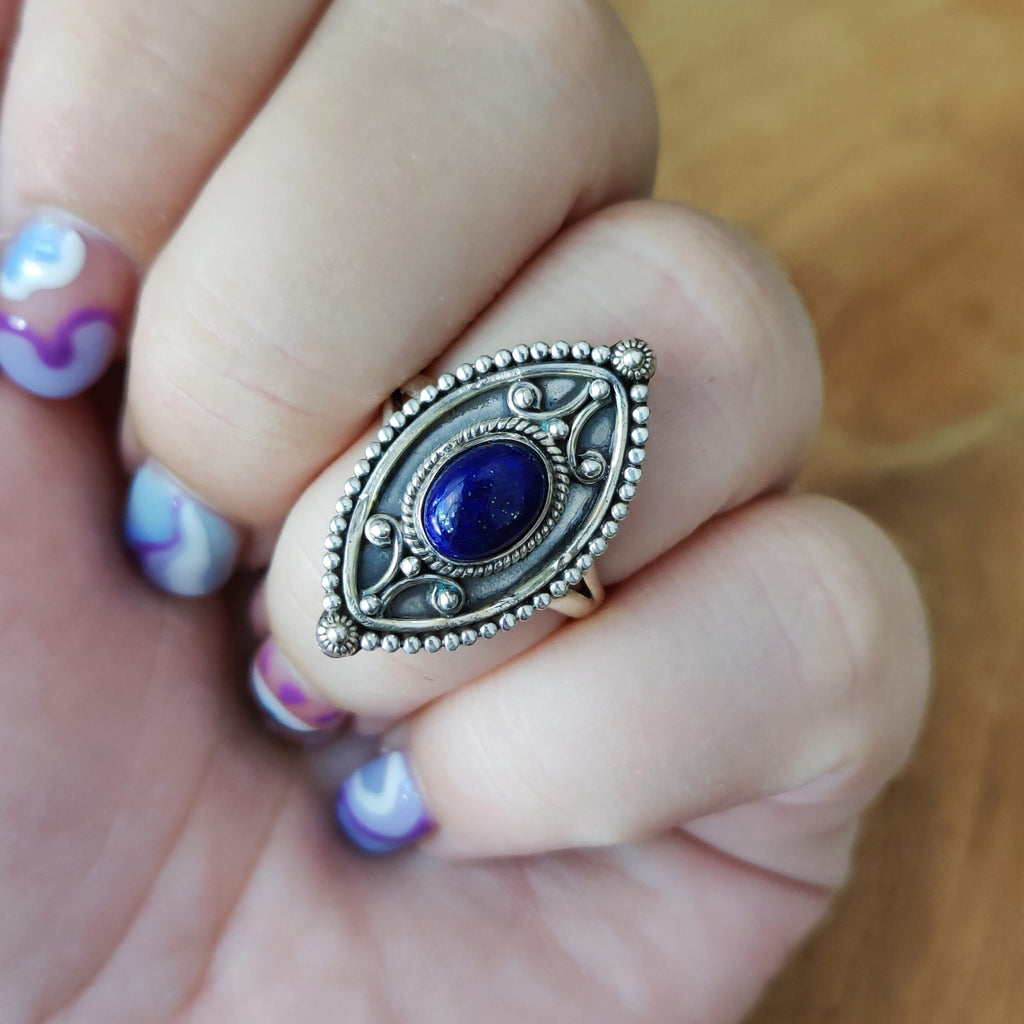Ring | Sterling zilver & lapis lazuli | maat 18 image 2
