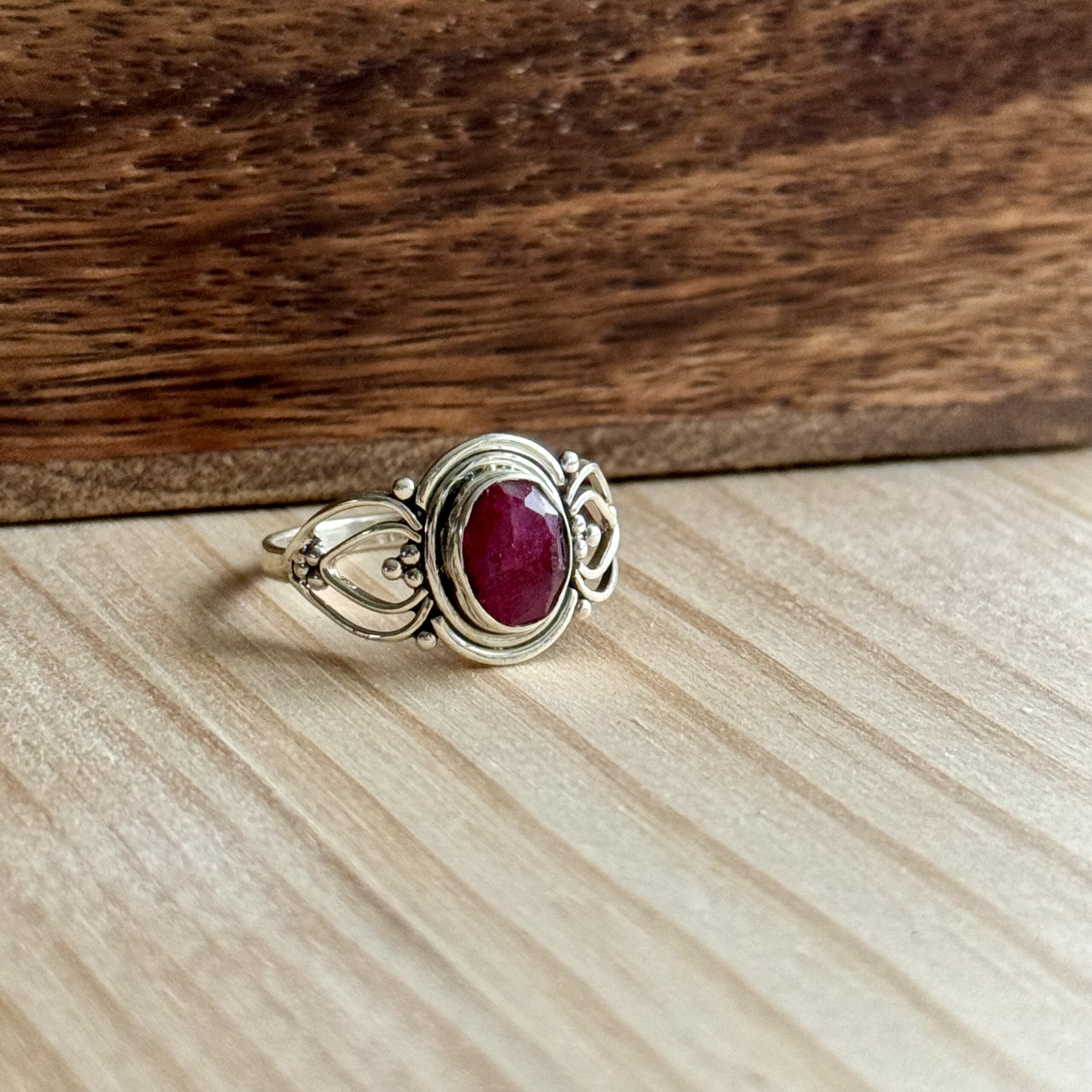 Ring | Sterling zilver & robijn | maat 18,25 image 1