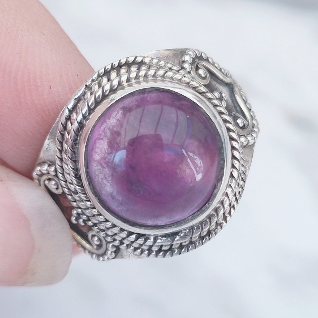 Ring | Sterling zilver & amethist | maat 18 image 1