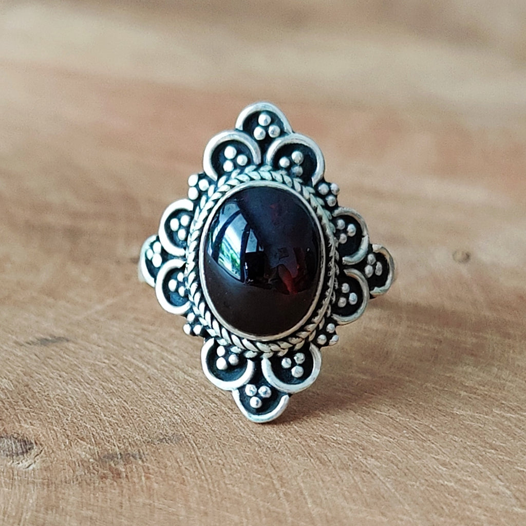 Ring | Sterling zilver & granaat | maat 16 image 1