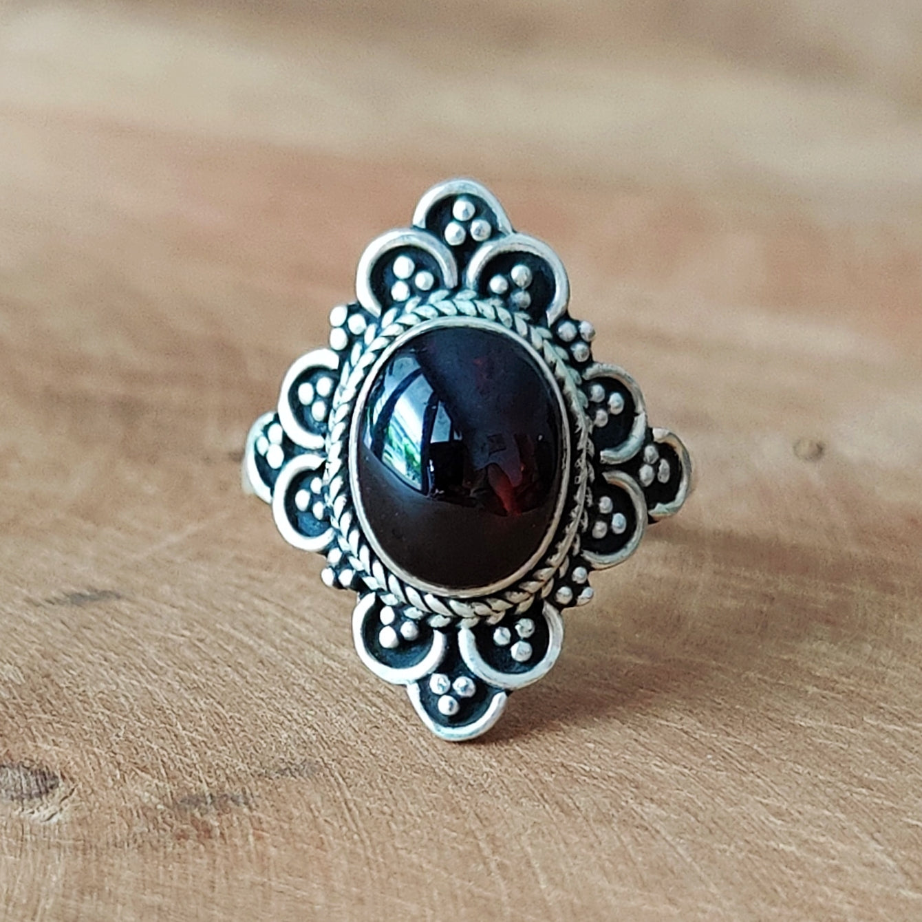 Ring | Sterling zilver & granaat | maat 16 image 1