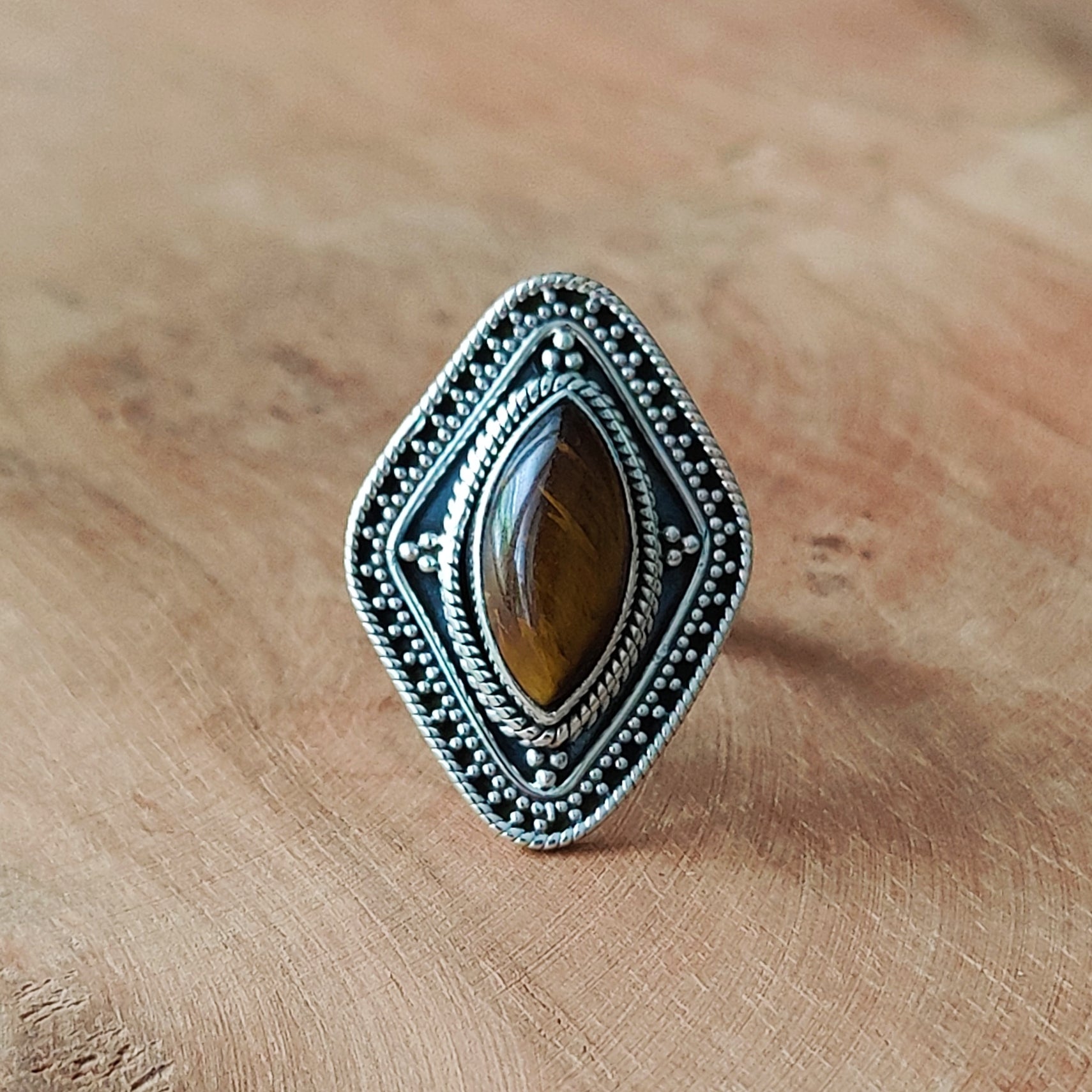 Ring | Sterling zilver & tijgeroog | maat 17,75 image 1