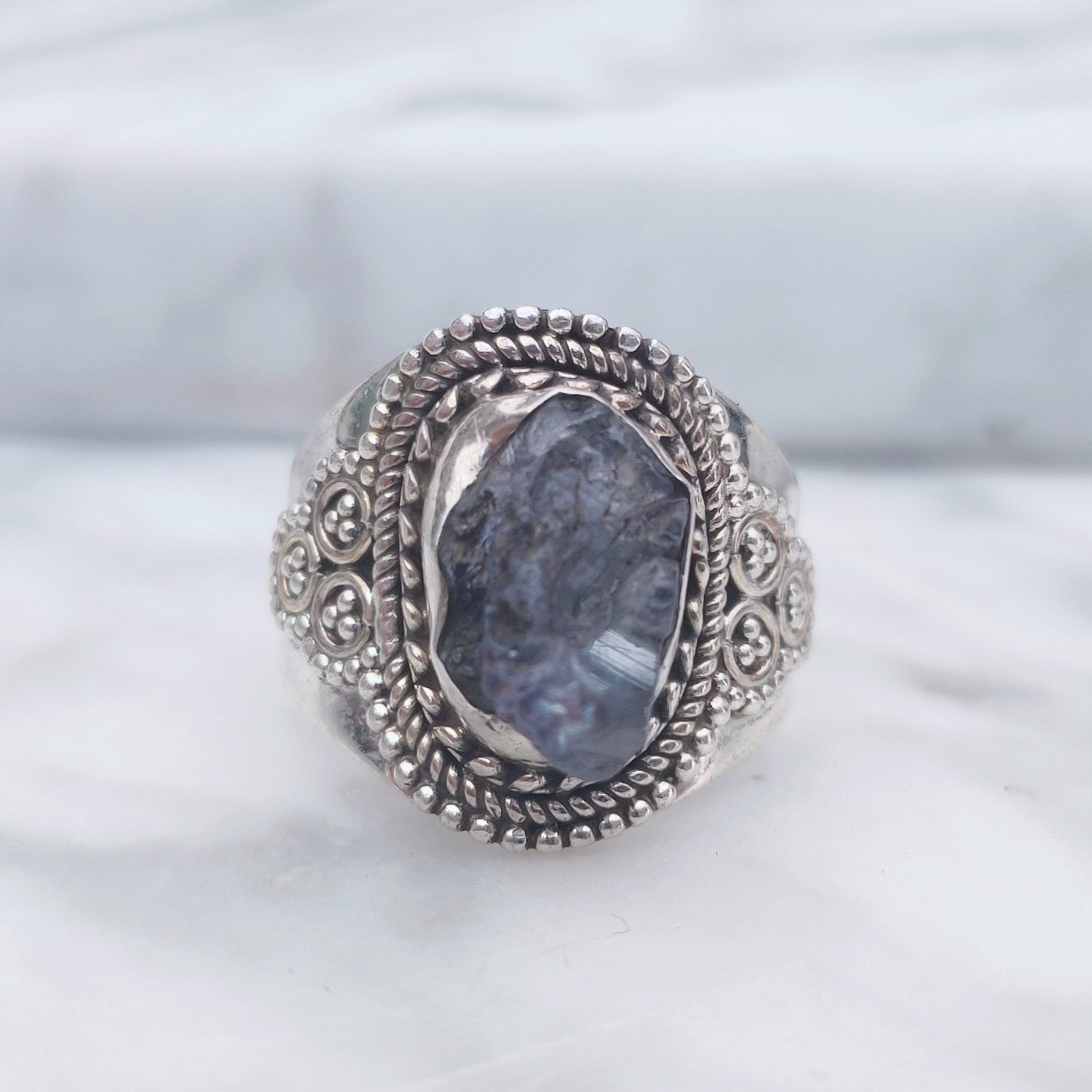 Ring | Sterling zilver & tanzaniet | maat 17,5 image 0