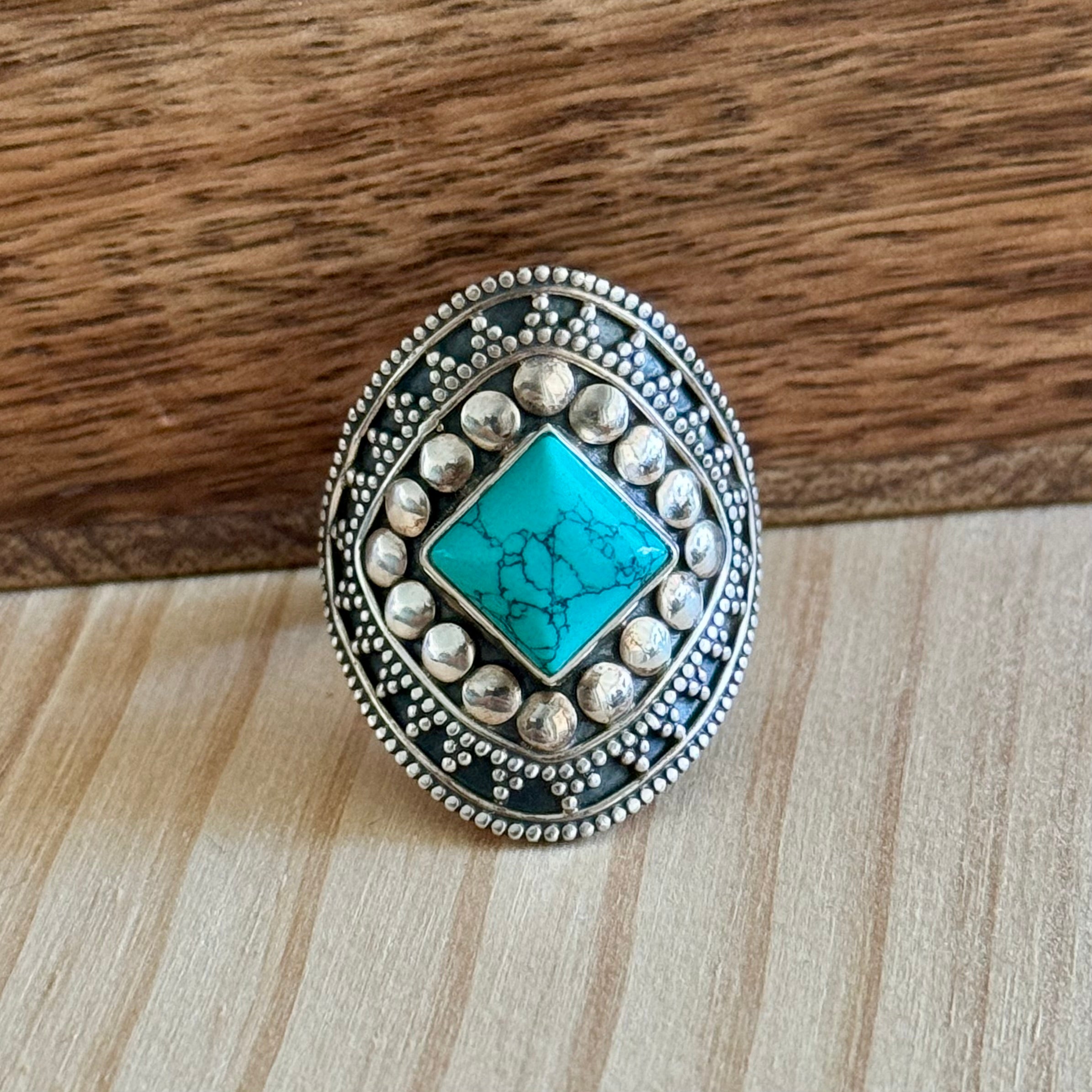 Ring | Sterling zilver & turkoois | maat 18,25 image 1