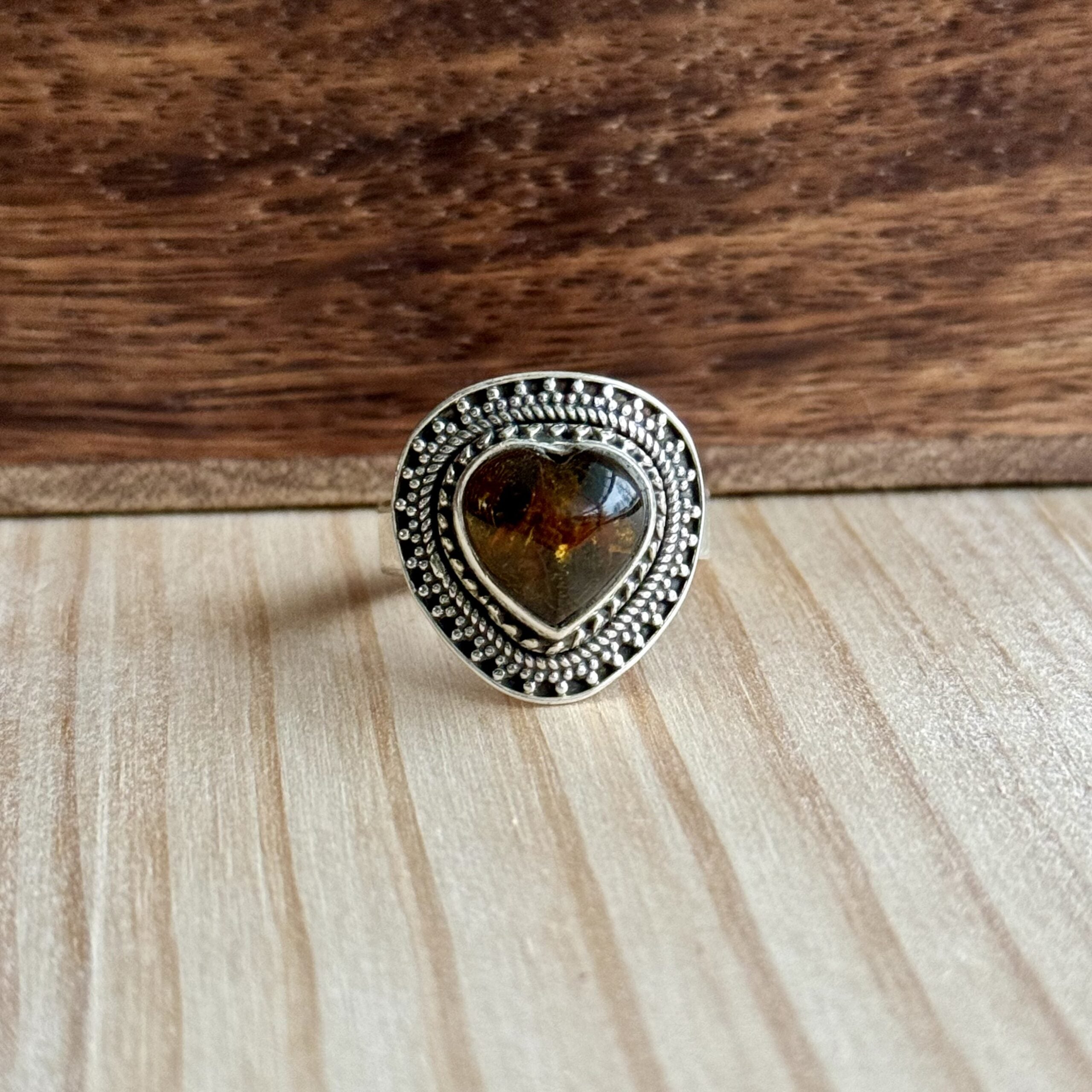 Ring | Sterling zilver & amber | maat 18,5 image 0