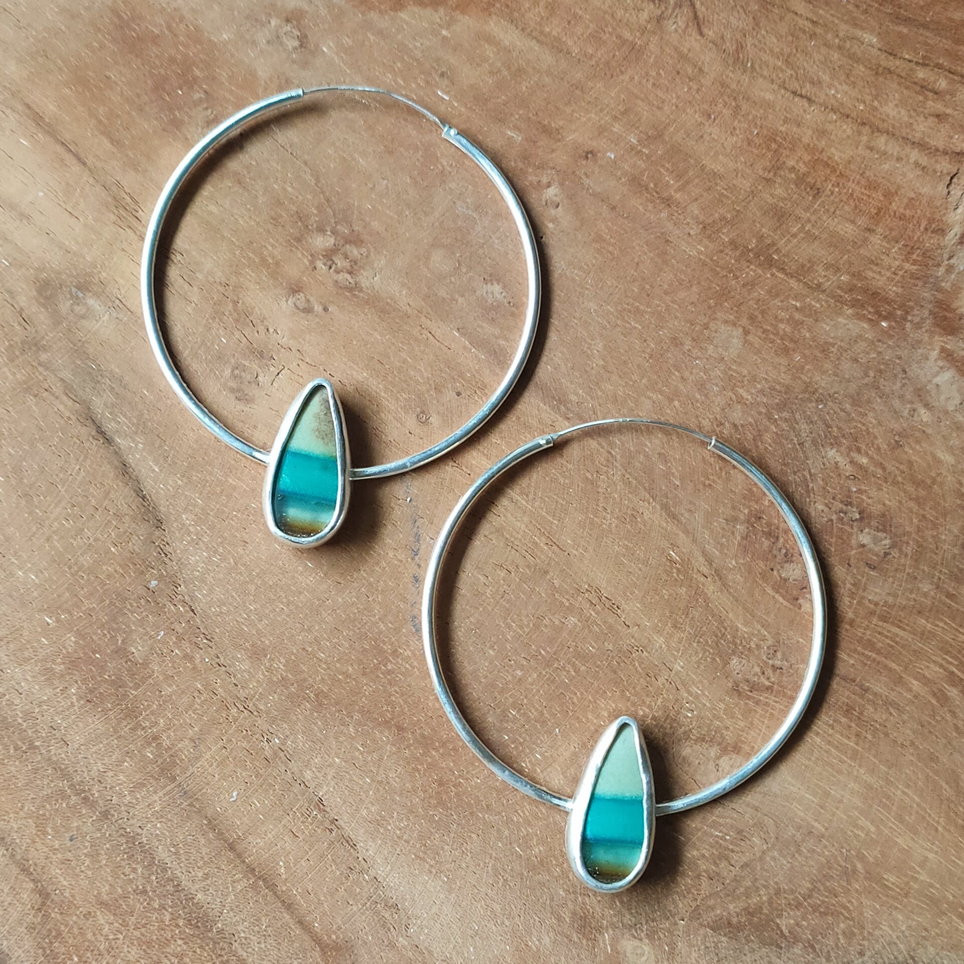 Hoops | Sterling zilver & opalized wood | BY AIS image 1